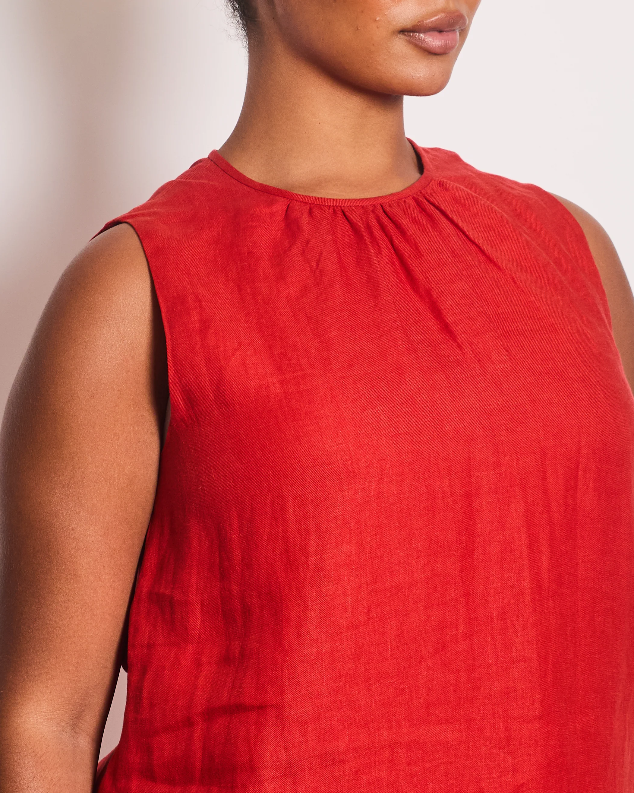Max Mara Red Linen Sleeveless Top and Trouser Set with Fringing Size IT 48 (UK 16) - Image 4