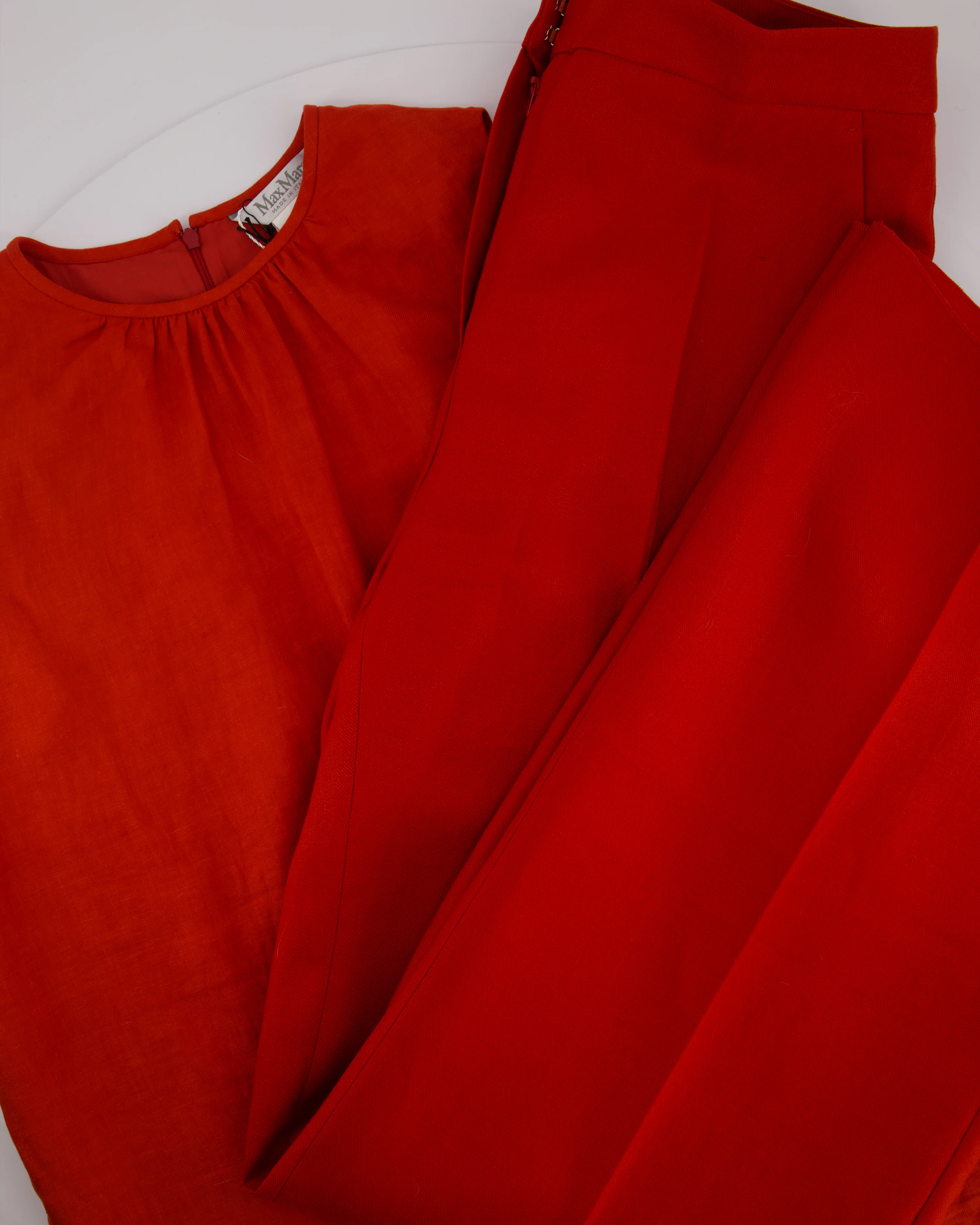 Max Mara Red Linen Sleeveless Top and Trouser Set with Fringing Size IT 48 (UK 16) - Image 9