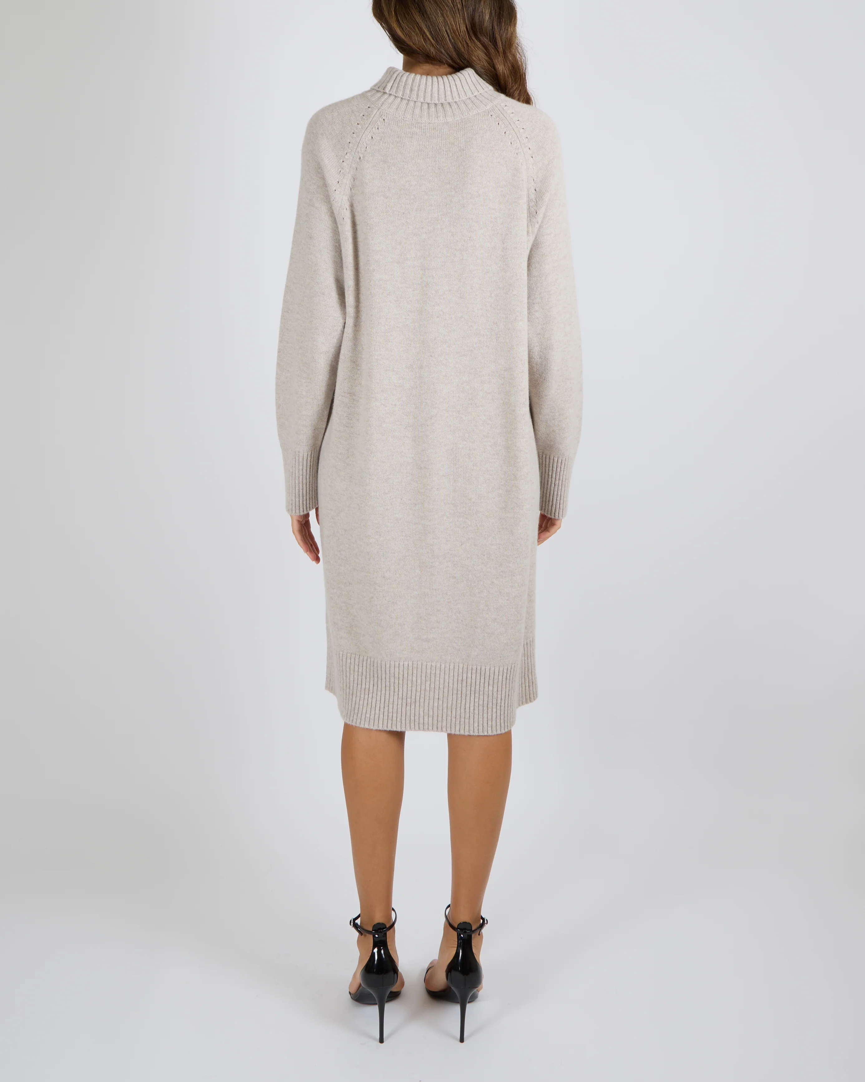 Max Mara Studio Beige Knit High-Neck Long-Sleeved Midi Jumper Dress Size IT 44 (UK 12) RRP £1,040 - Image 3