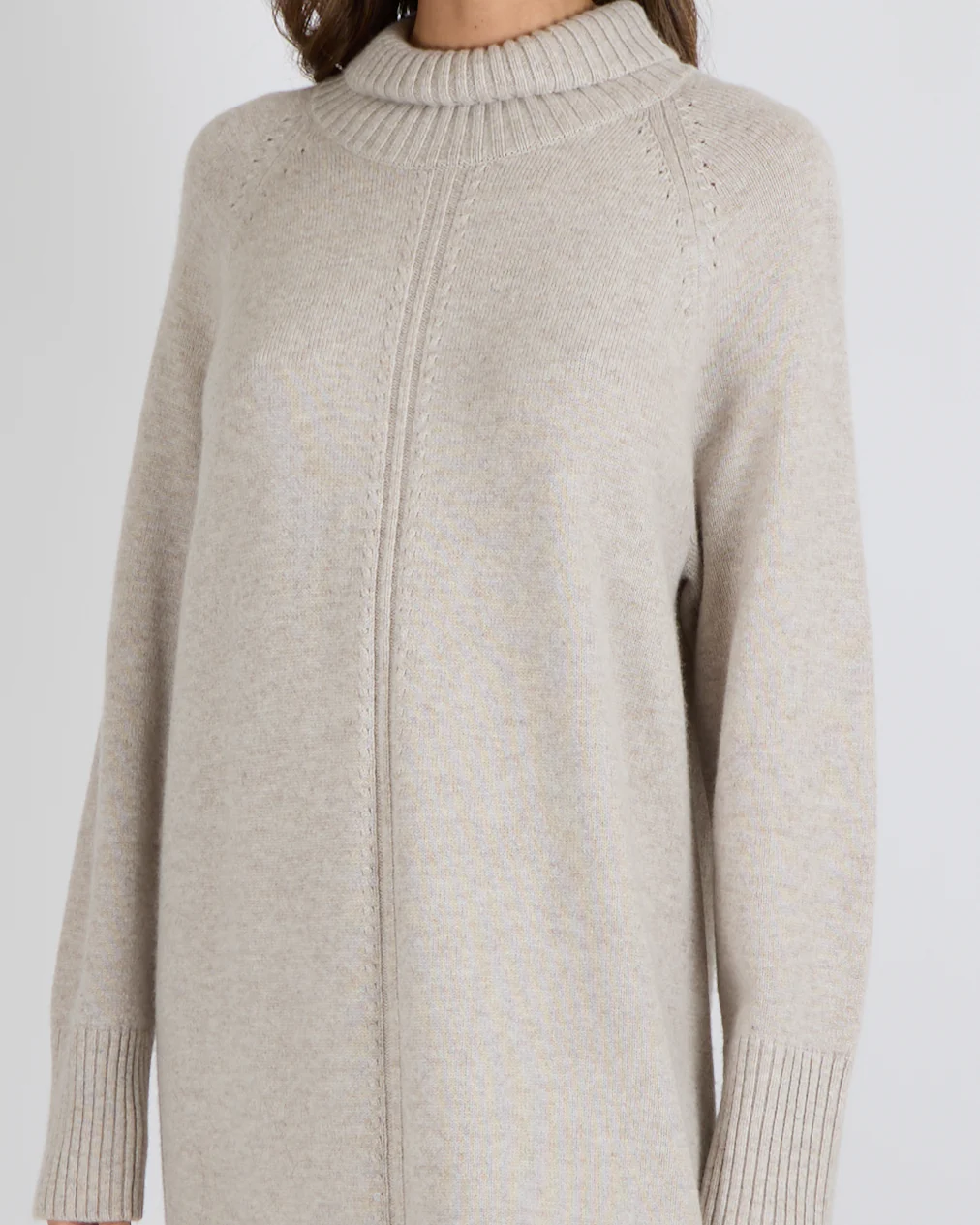 Max Mara Studio Beige Knit High-Neck Long-Sleeved Midi Jumper Dress Size IT 44 (UK 12) RRP £1,040 - Image 4