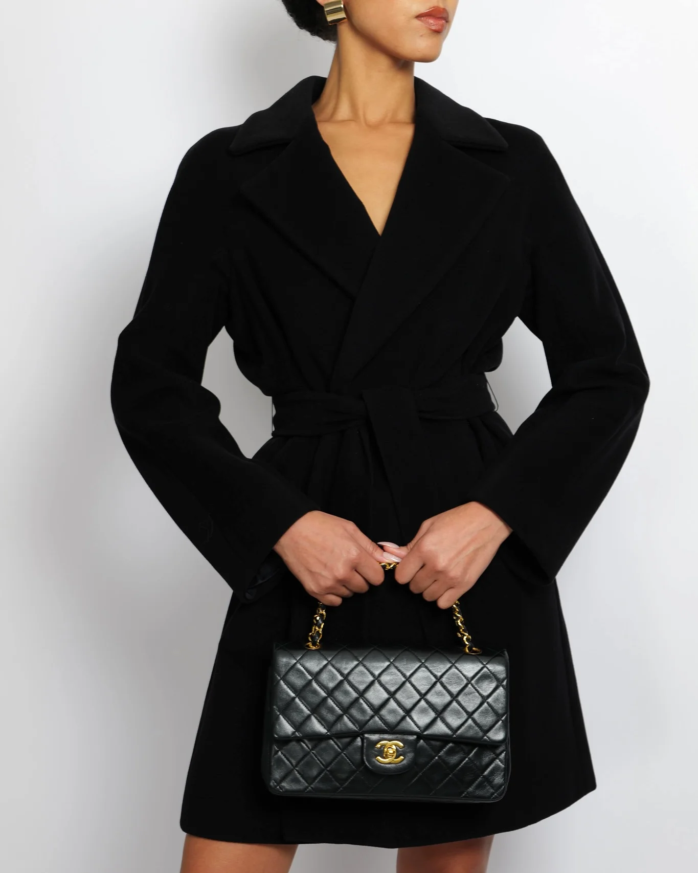 Max Mara Studio Black Wool Coat with Belt Detailing Size IT 44 (UK 12) - Image 2