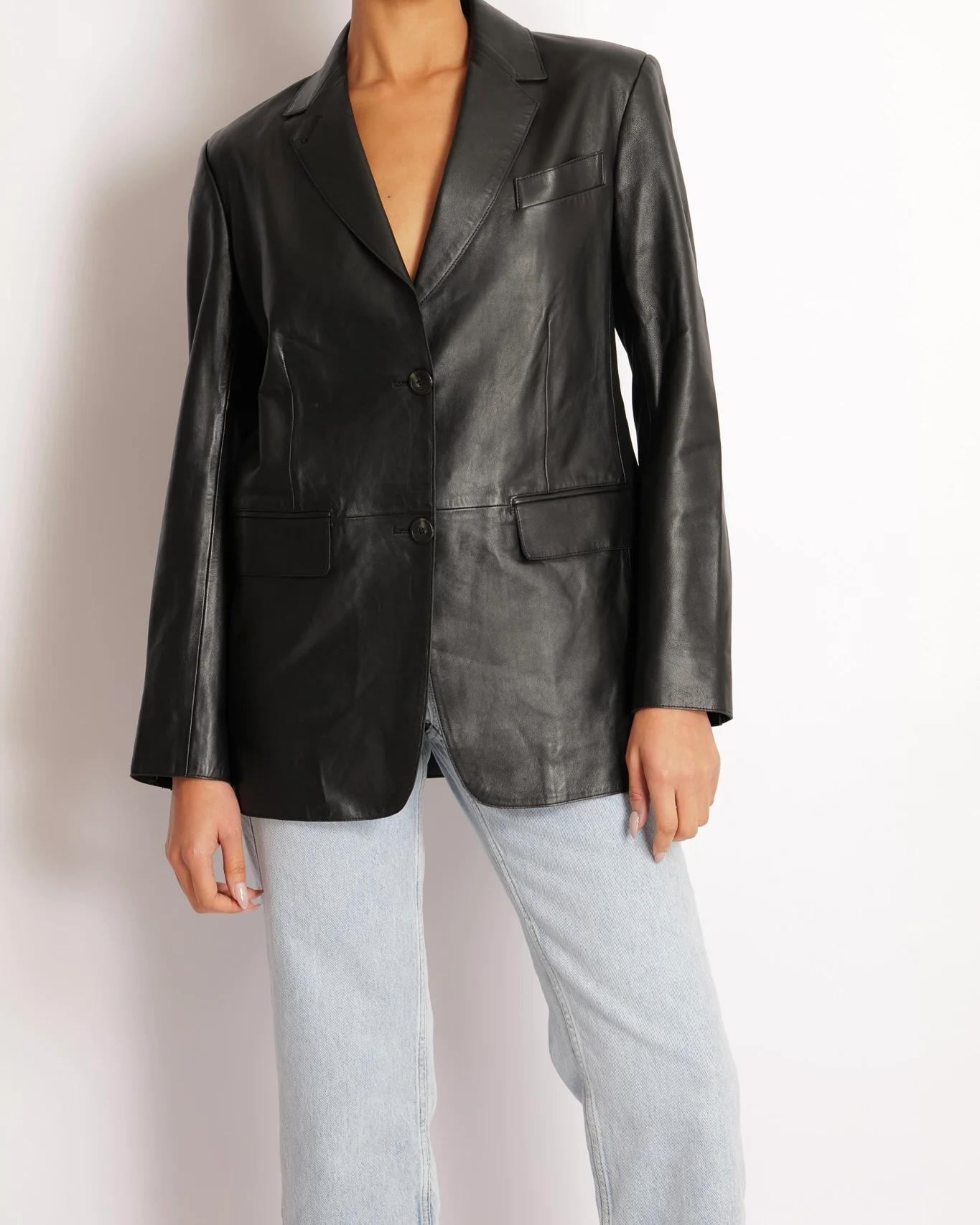 Max Mara Weekend Black Lambskin Leather Blaze Jacket Size IT 40 (UK 8)