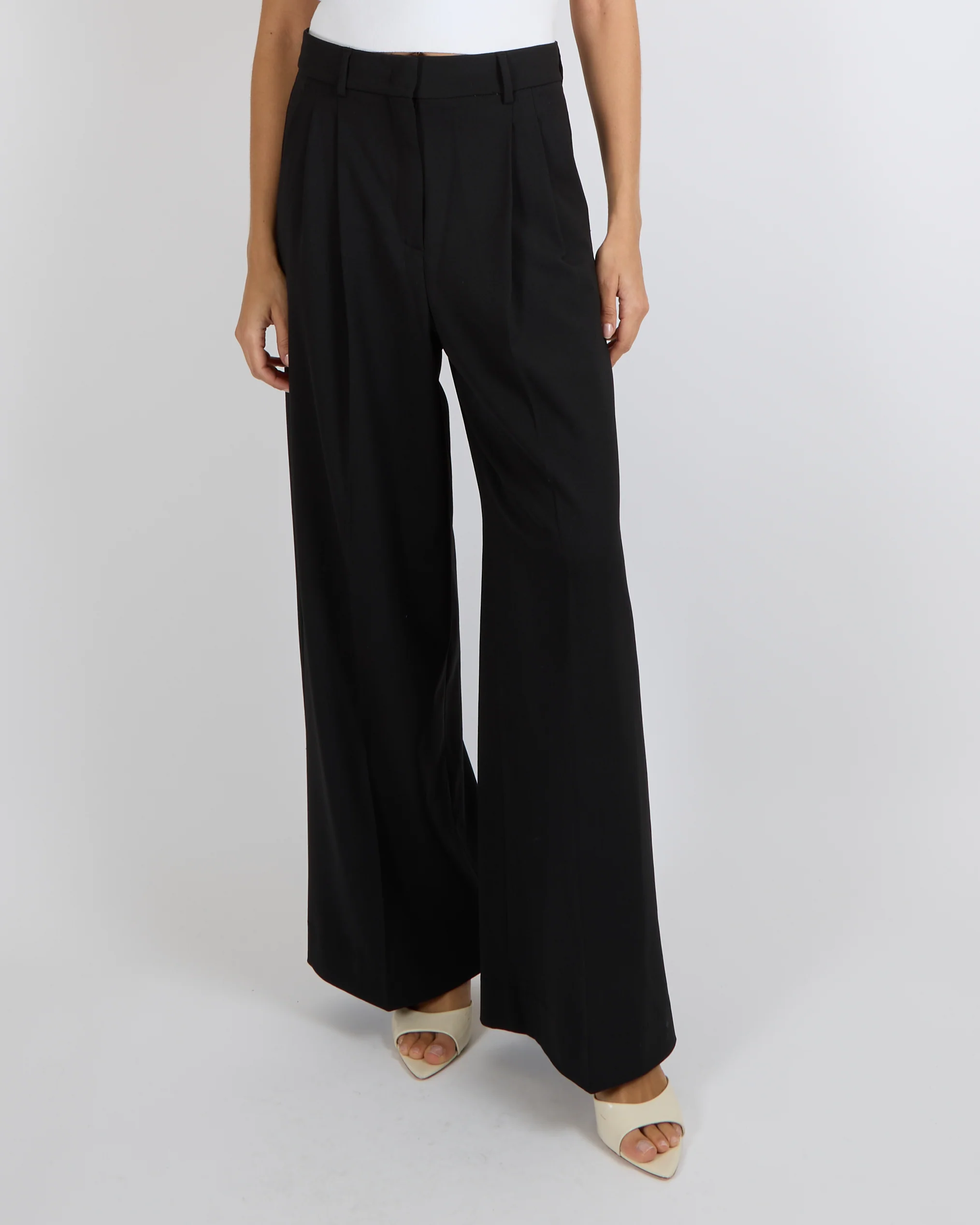 Max Mara Weekend Black Wide-Leg Suit Trousers Size FR 36 (UK 8)