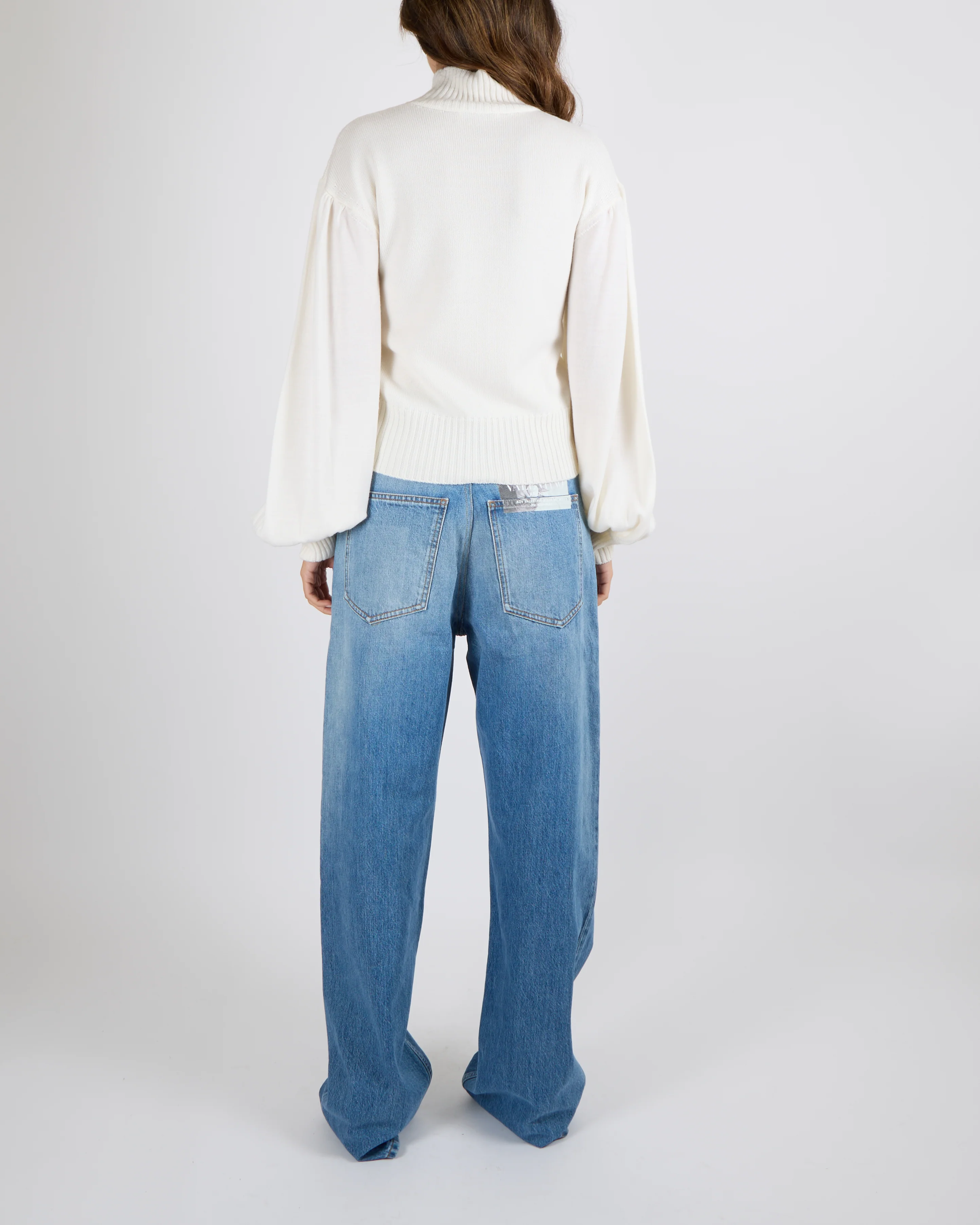 Max Mara White High-Neck Jumper with Ribbed Cuffs Size IT 42 (UK 10) RRP £495 - Image 3