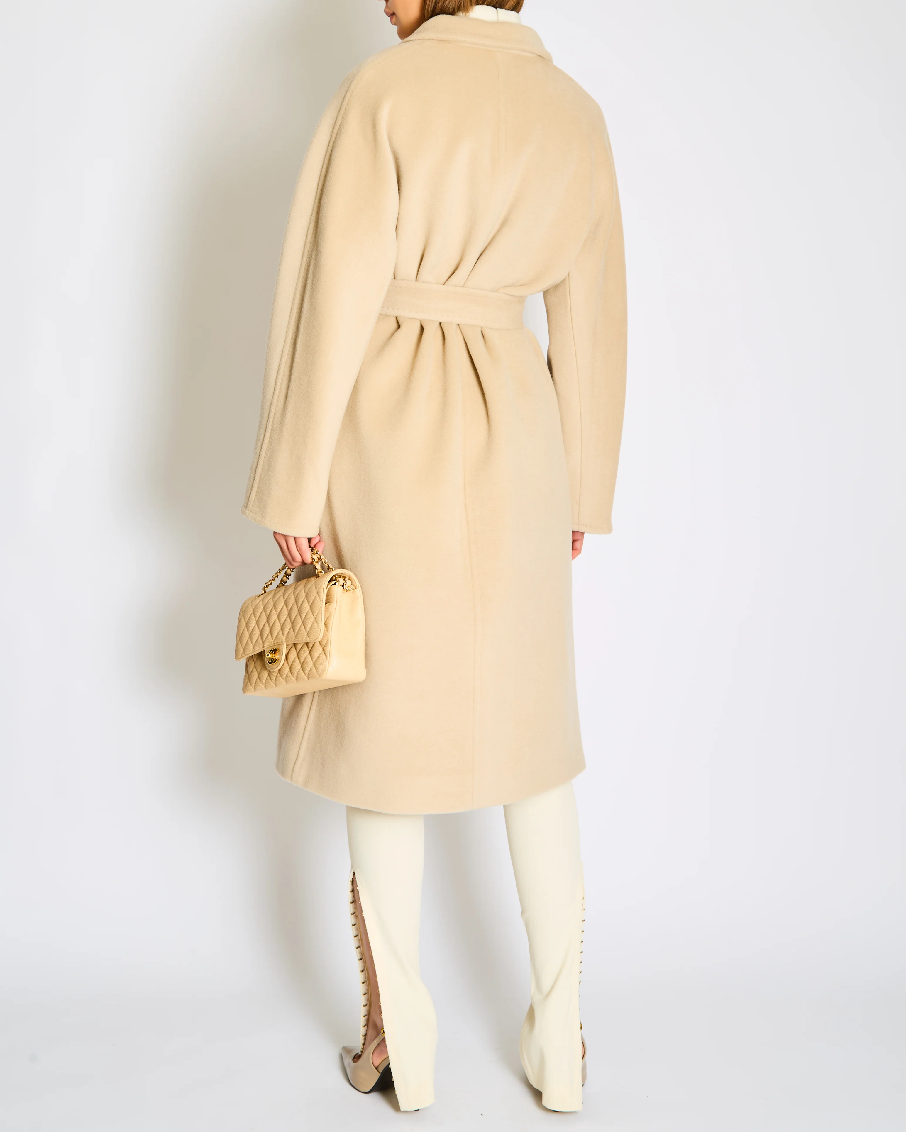 Max Mara 101801/Madame Cream Wool-Cashmere Blend Double-Breasted Coat Size IT 38 (UK 6) - Image 5