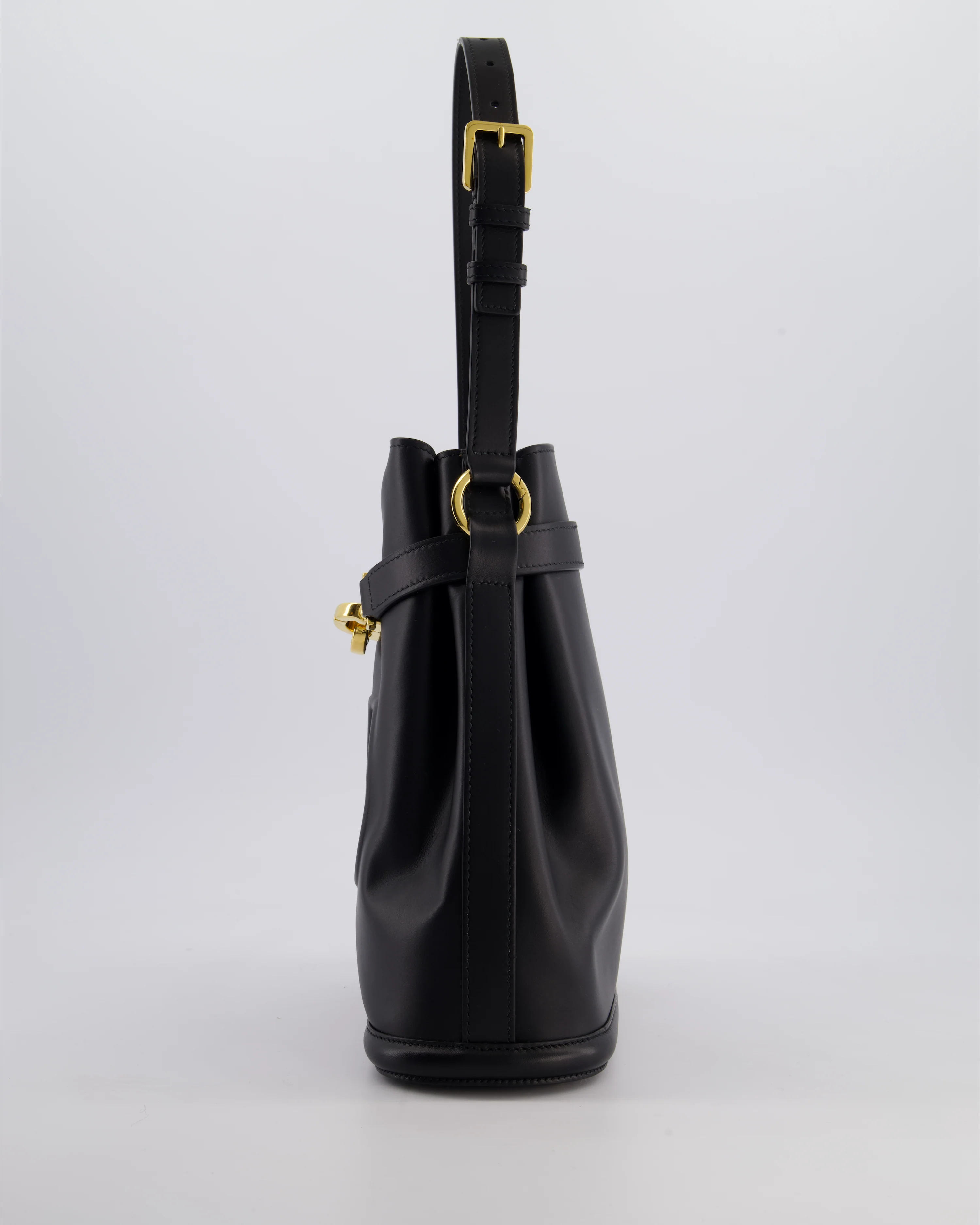 Christian Dior Medium C'est Dior Bucket Bag In Black CD-Embossed Calfskin Leather with Gold Hardware - Image 10