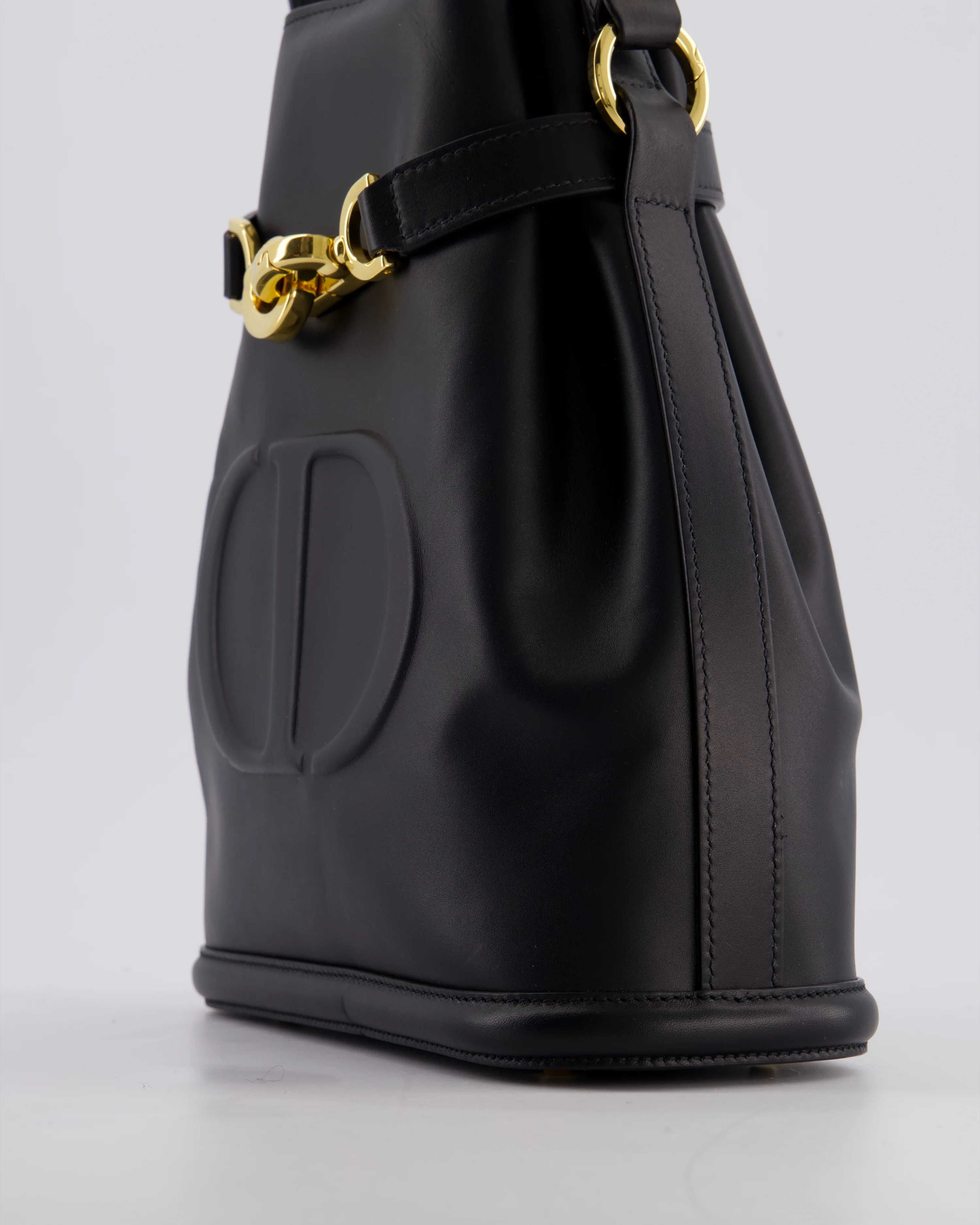 Christian Dior Medium C'est Dior Bucket Bag In Black CD-Embossed Calfskin Leather with Gold Hardware - Image 13