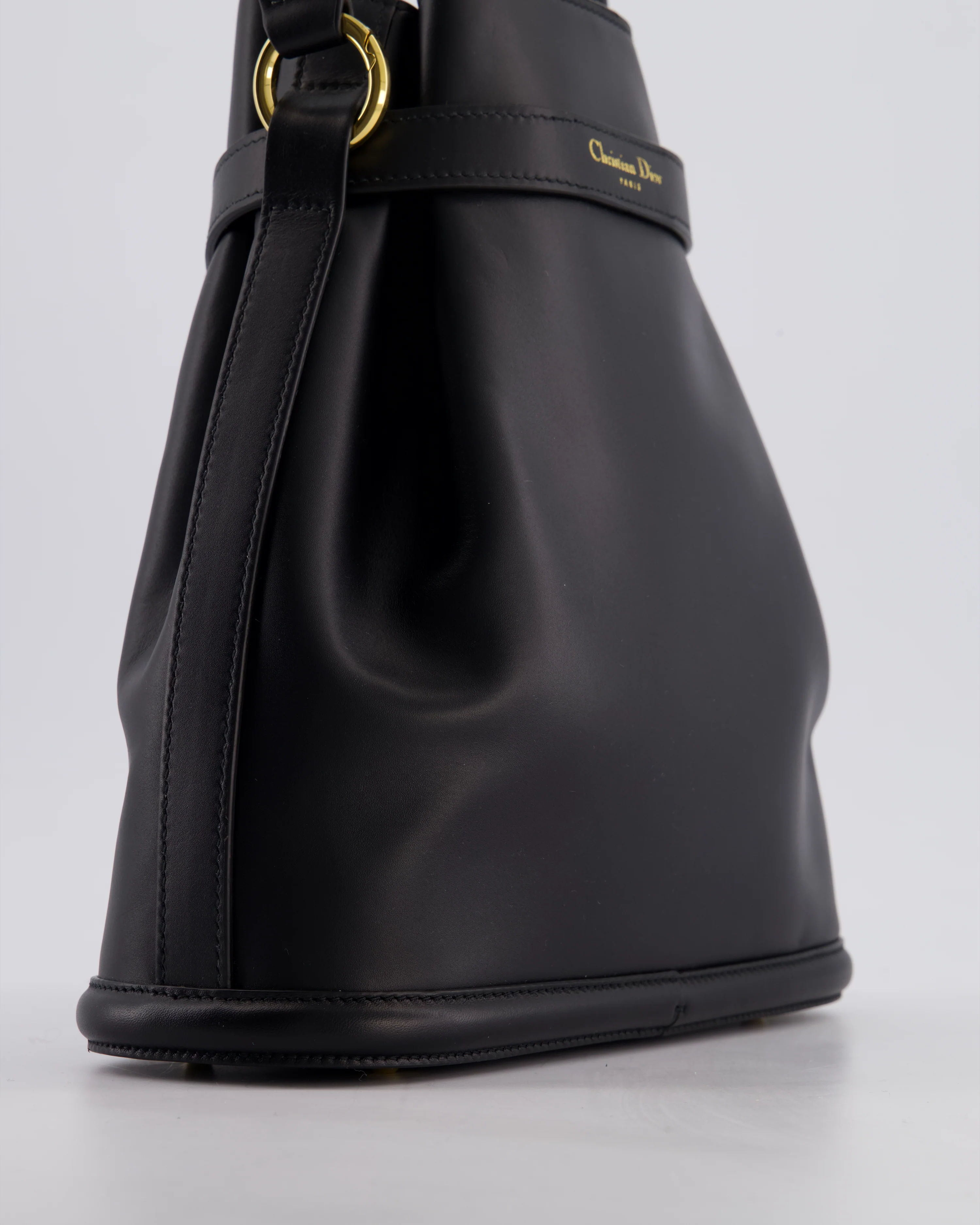 Christian Dior Medium C'est Dior Bucket Bag In Black CD-Embossed Calfskin Leather with Gold Hardware - Image 15