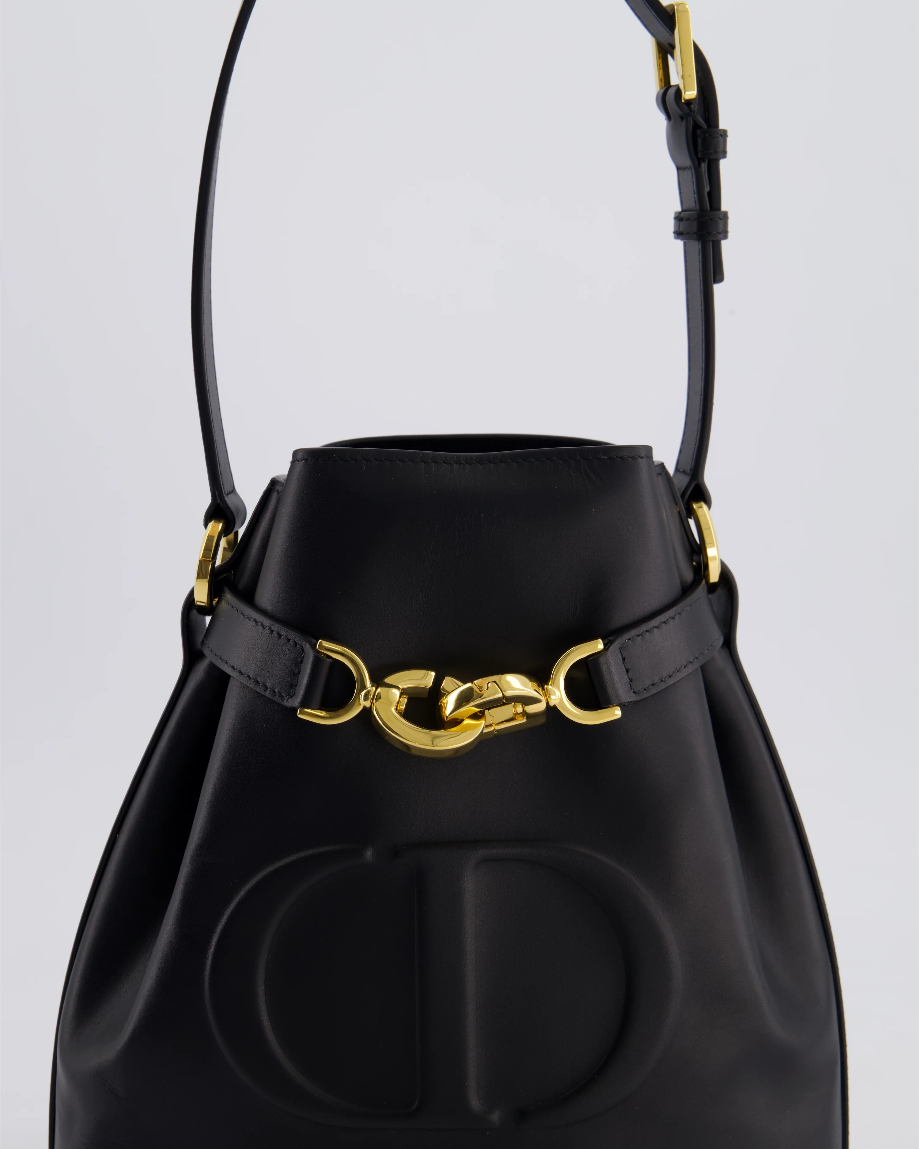 Christian Dior Medium C'est Dior Bucket Bag In Black CD-Embossed Calfskin Leather with Gold Hardware - Image 18