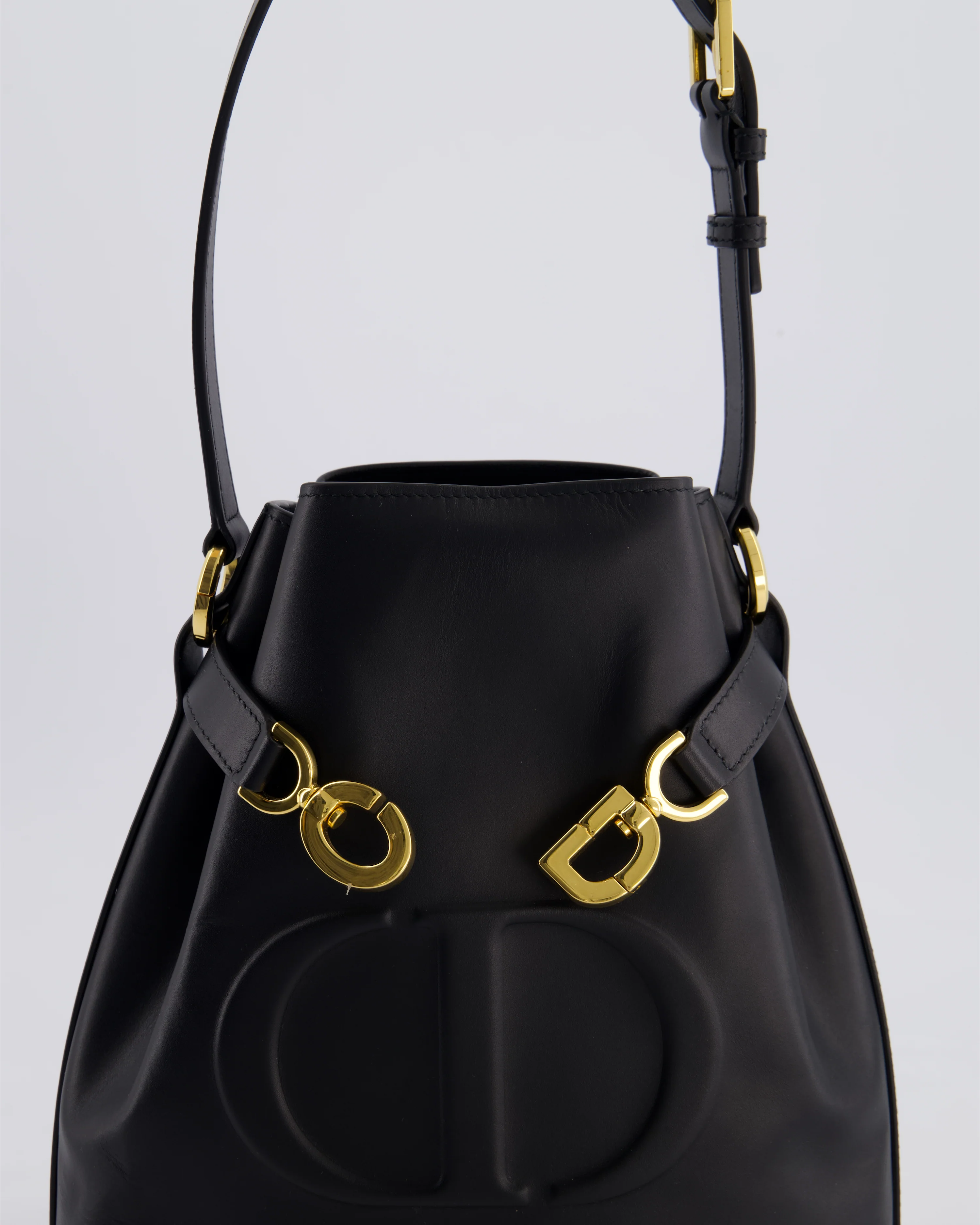 Christian Dior Medium C'est Dior Bucket Bag In Black CD-Embossed Calfskin Leather with Gold Hardware - Image 19