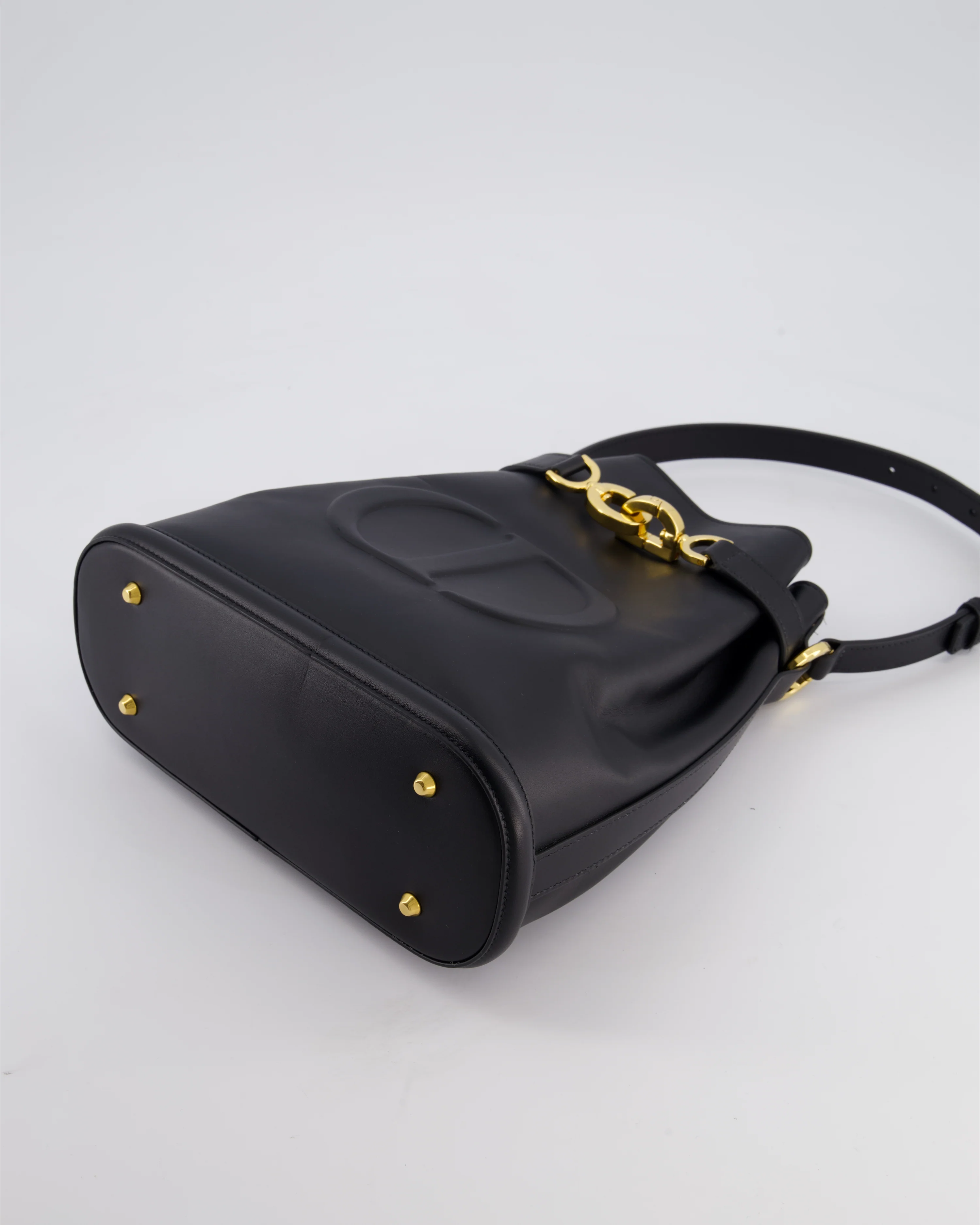 Christian Dior Medium C'est Dior Bucket Bag In Black CD-Embossed Calfskin Leather with Gold Hardware - Image 21