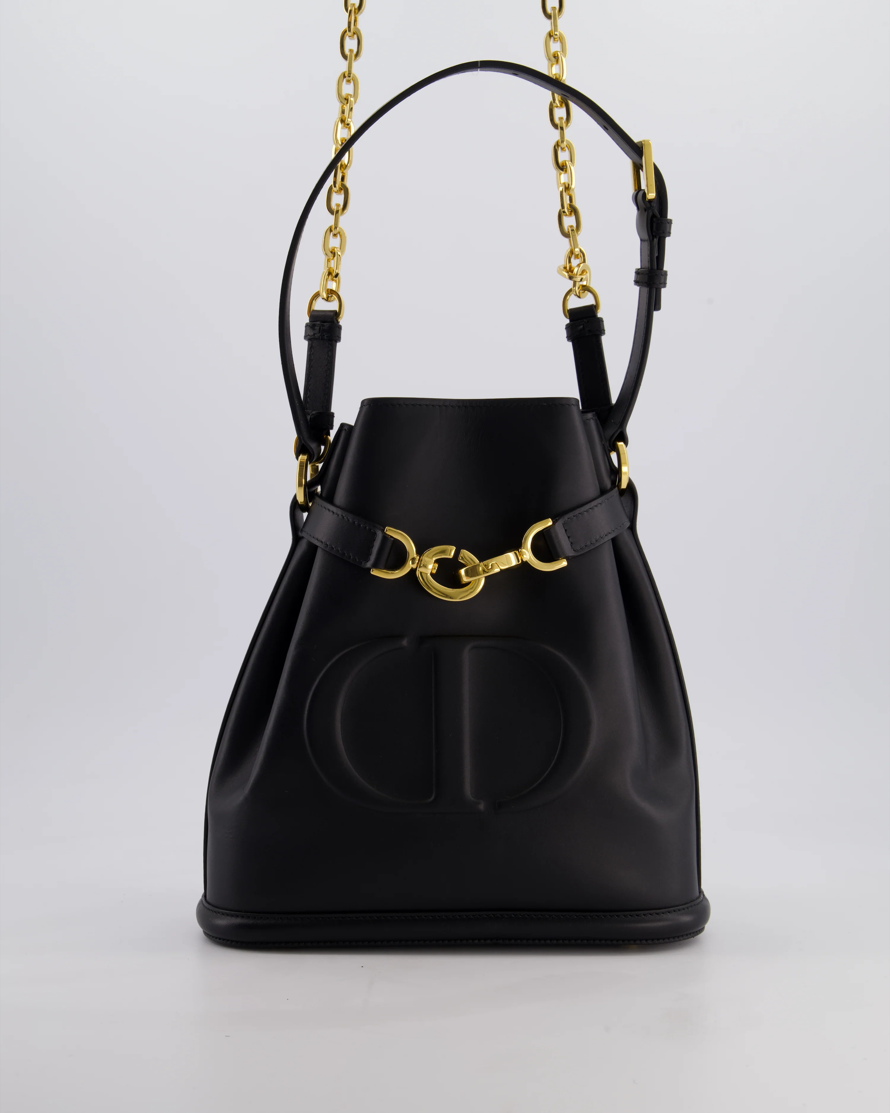 Christian Dior Medium C'est Dior Bucket Bag In Black CD-Embossed Calfskin Leather with Gold Hardware - Image 4