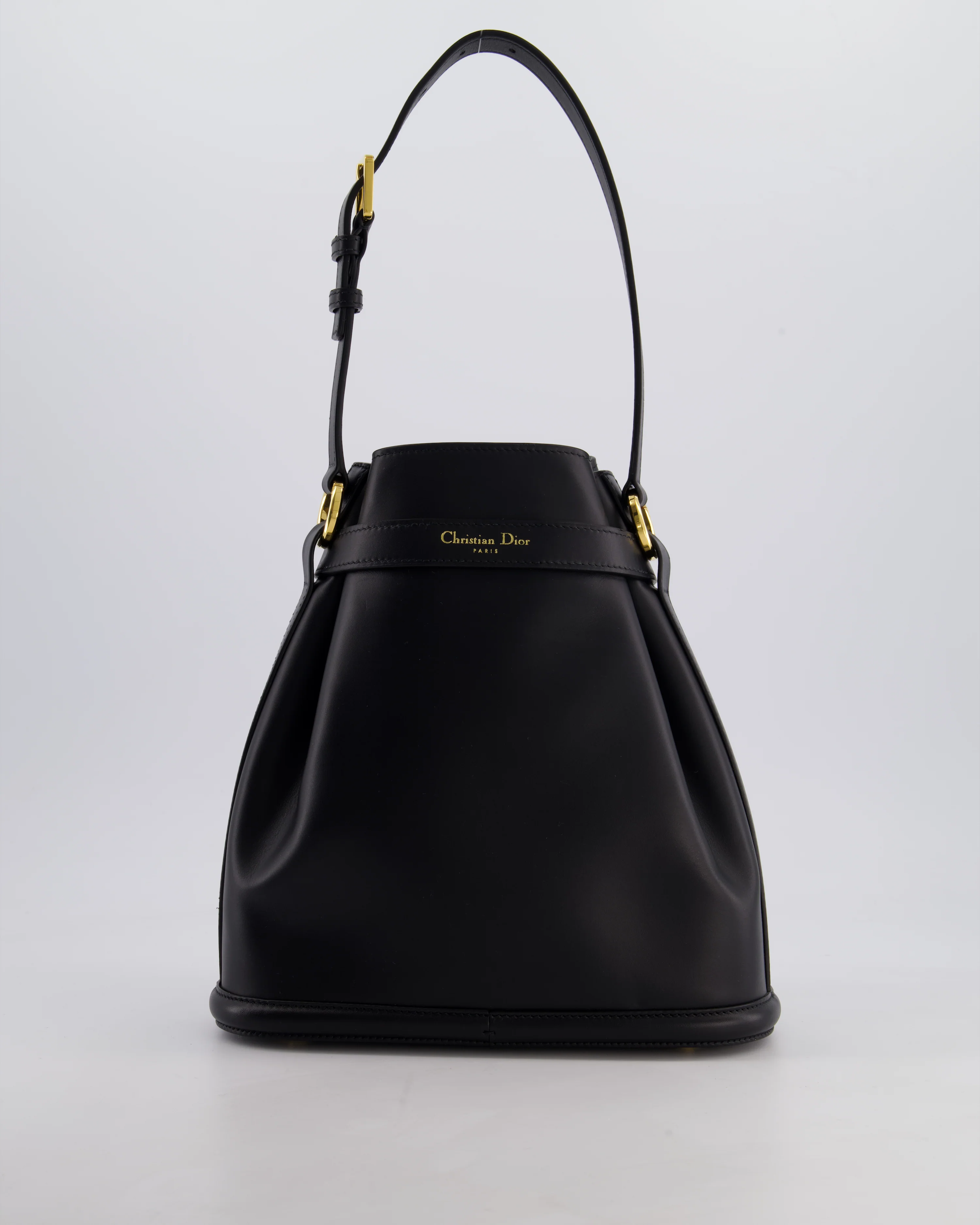 Christian Dior Medium C'est Dior Bucket Bag In Black CD-Embossed Calfskin Leather with Gold Hardware - Image 8