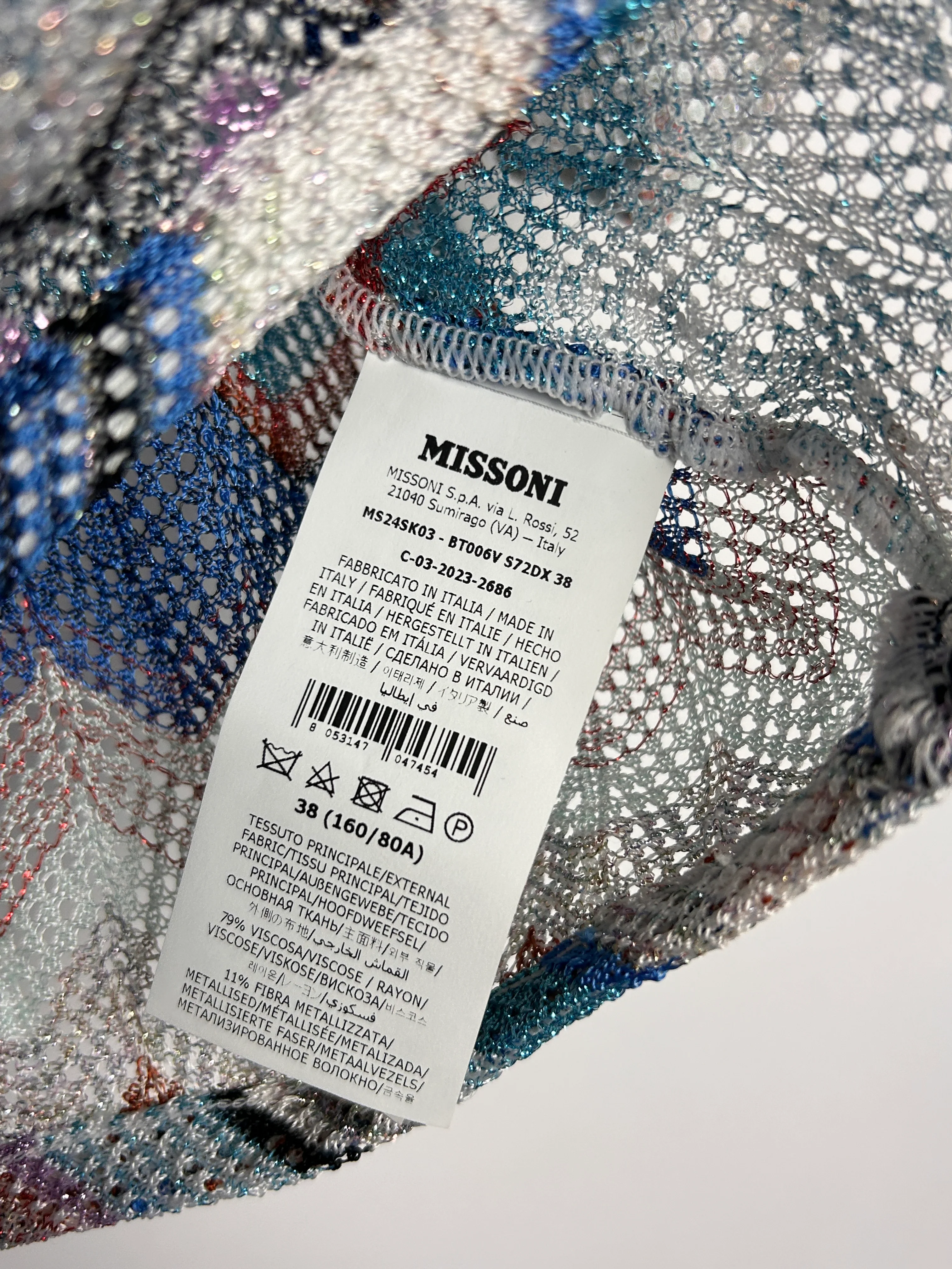 Missoni Blue & White Zig Zag Open-Knit Crop Top Size IT 38 (UK 6) - Image 11