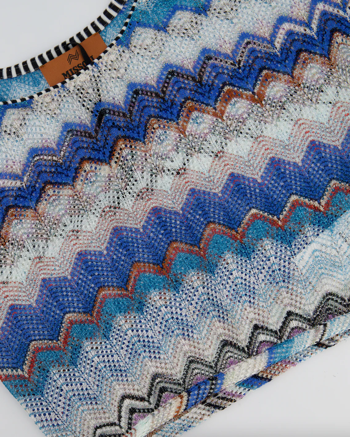 Missoni Blue & White Zig Zag Open-Knit Crop Top Size IT 38 (UK 6) - Image 6