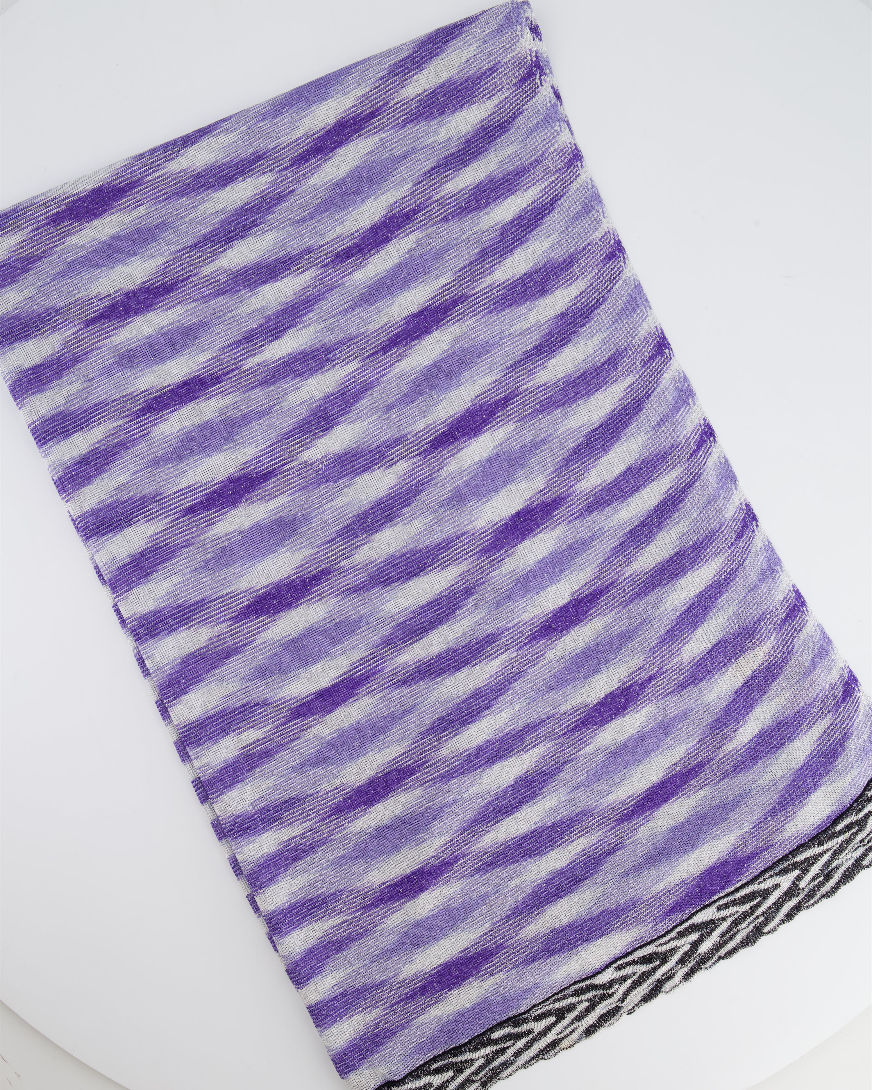 Missoni Purple and White Striped Metallic Scarf RRP £260 - Image 4