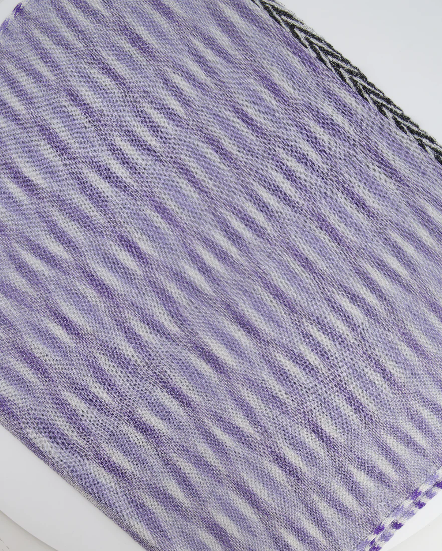 Missoni Purple and White Striped Metallic Scarf RRP £260 - Image 5