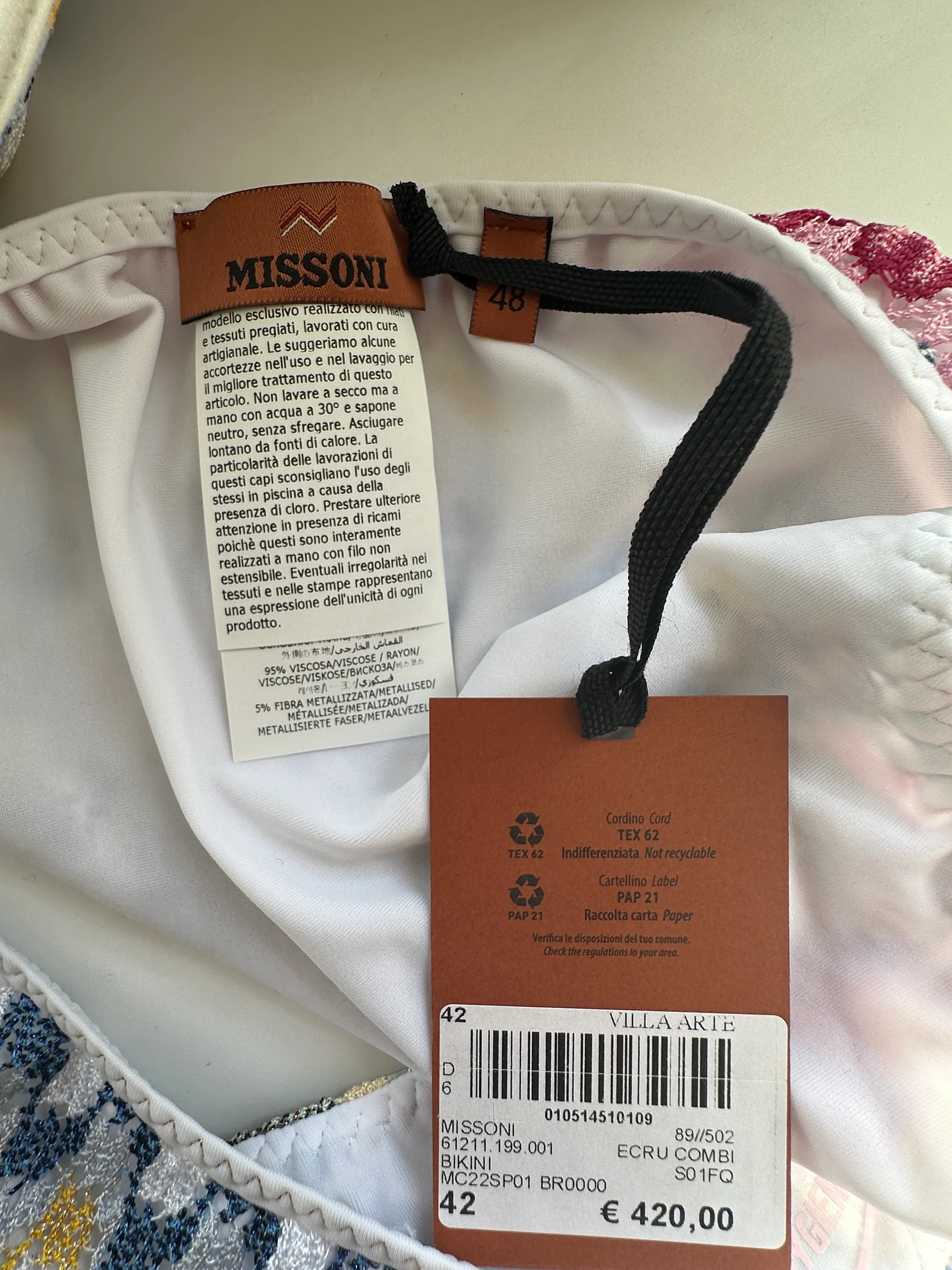 Missoni White and Multicolour Crochet Bikini Set Size IT 48 (UK 16) - Image 11