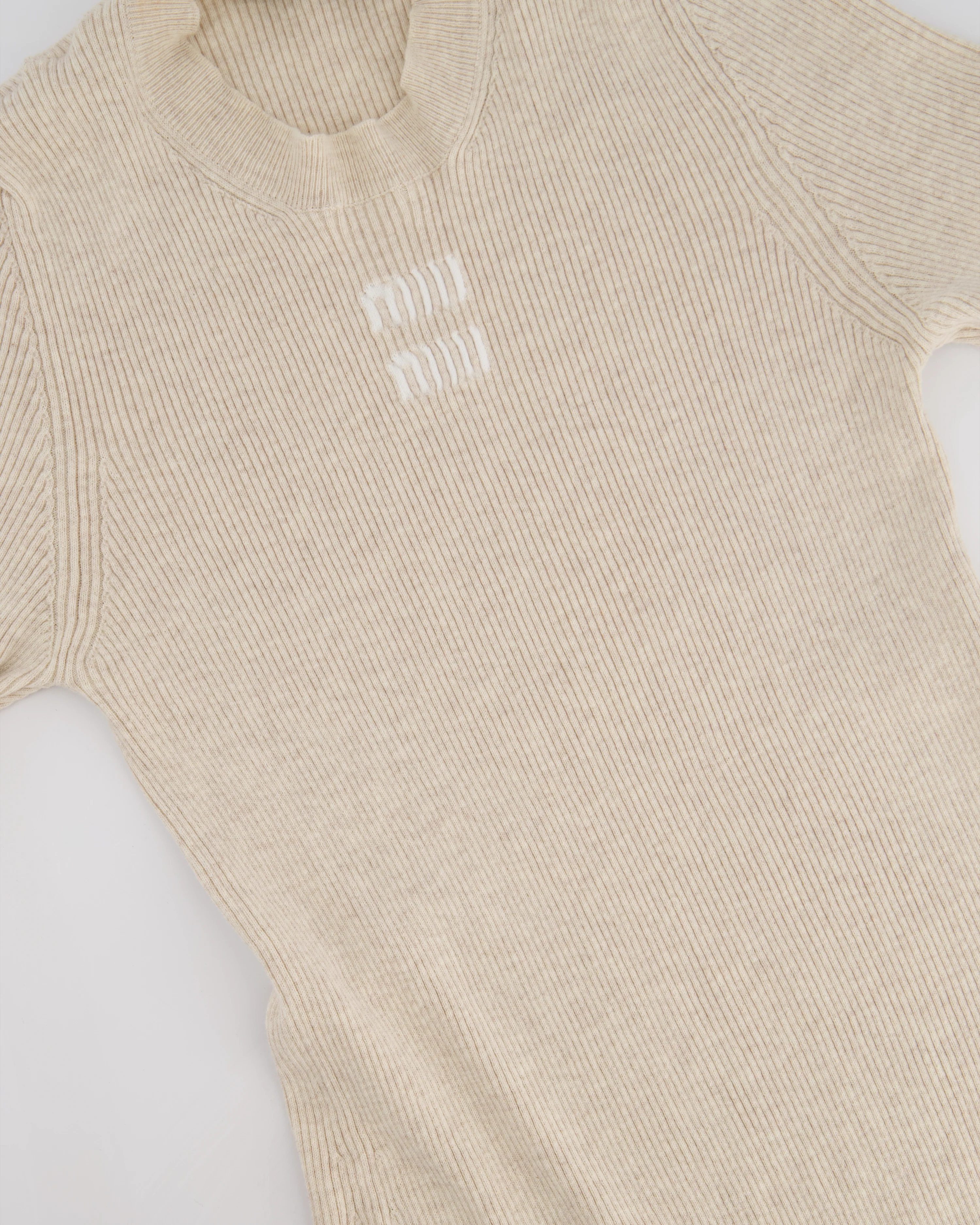 Miu Miu Beige Cotton Short Sleeve Maxi Dress With Logo Embroidery Size IT 36 (UK 4) - Image 7