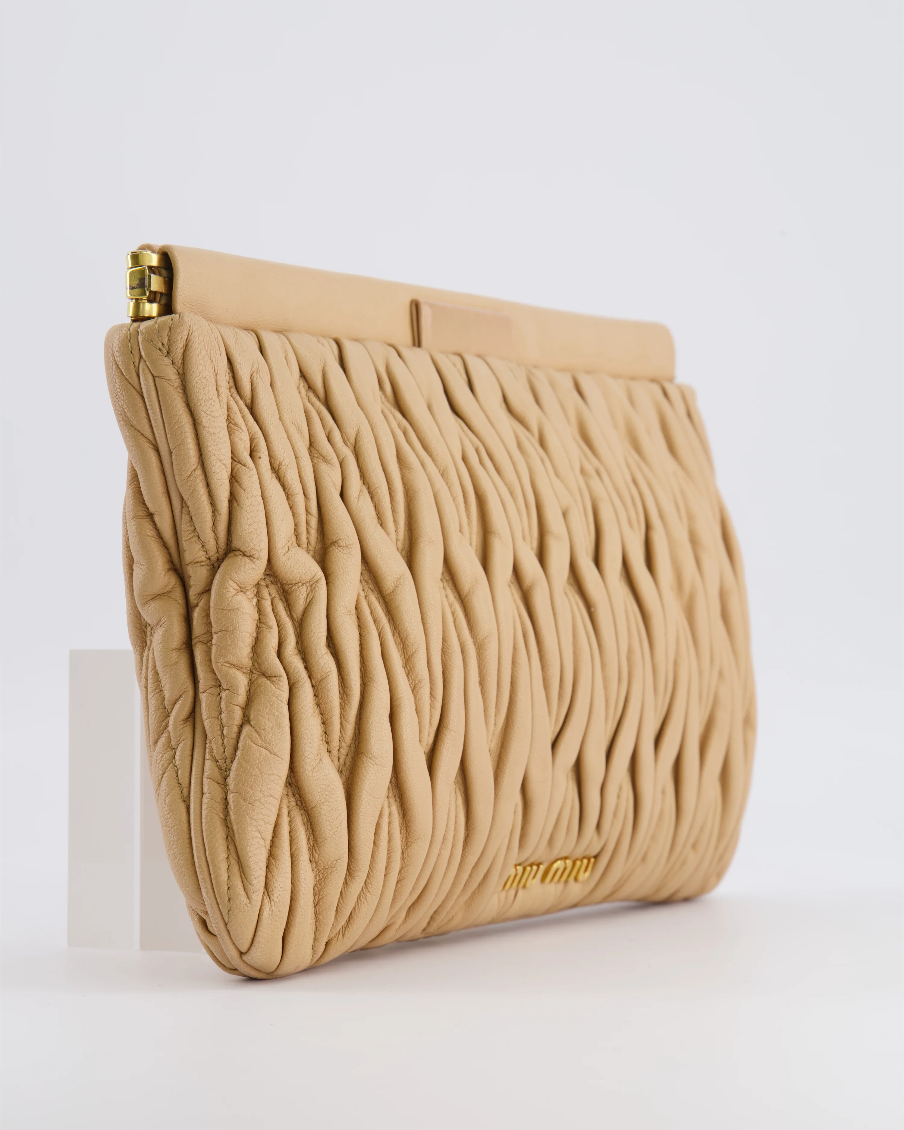 Miu Miu Beige Matelasse Leather Pouch Bag with Gold Hardware RRP £1,000 - Image 10