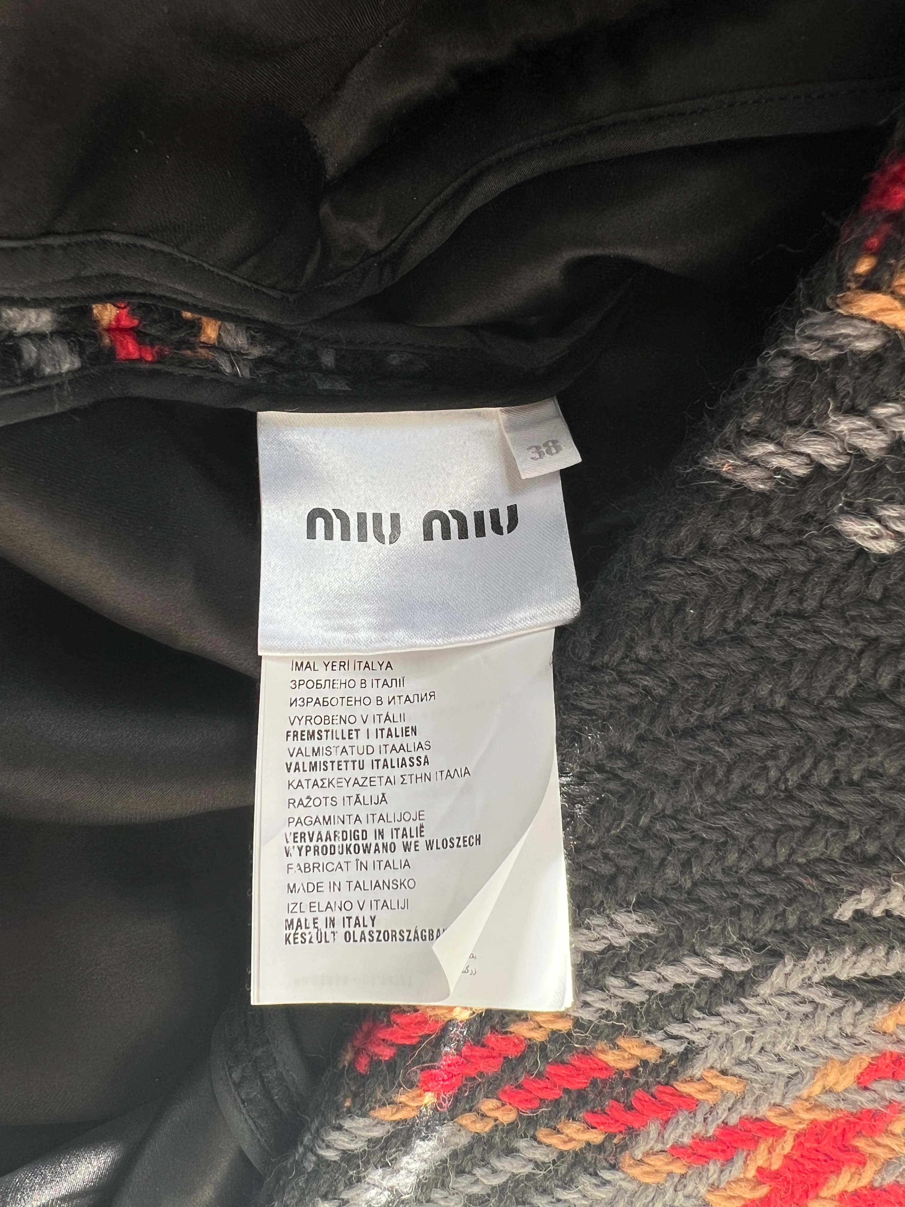 Miu Miu Grey, Black, Red, Camel Check Tweed Button Down Coat IT 38 (UK 6) - Image 7