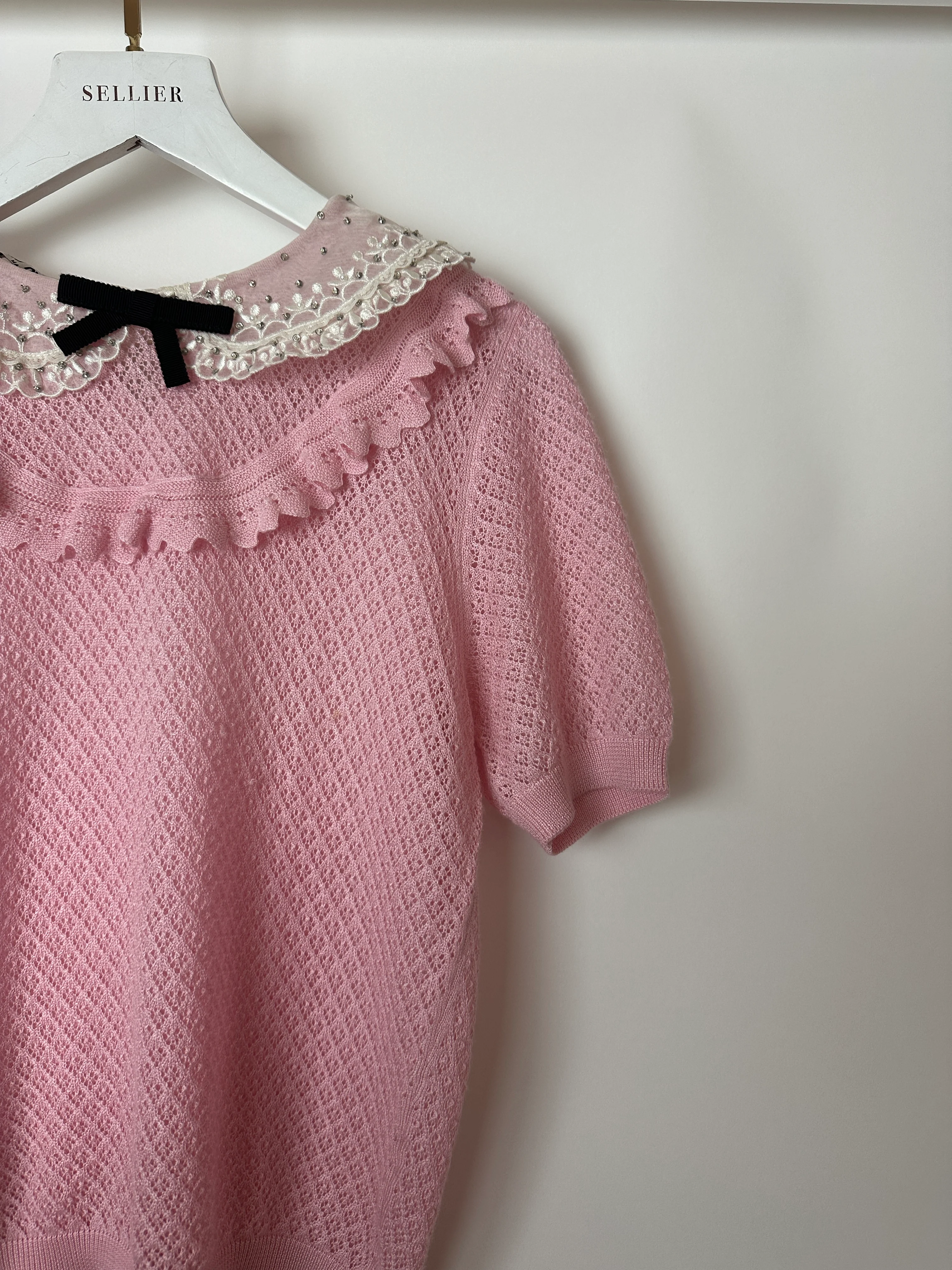 Miu Miu Baby Pink Peter Pan Collar Cashmere Knit Jumper Size IT 42 (UK 10) RRP £990 - Image 10