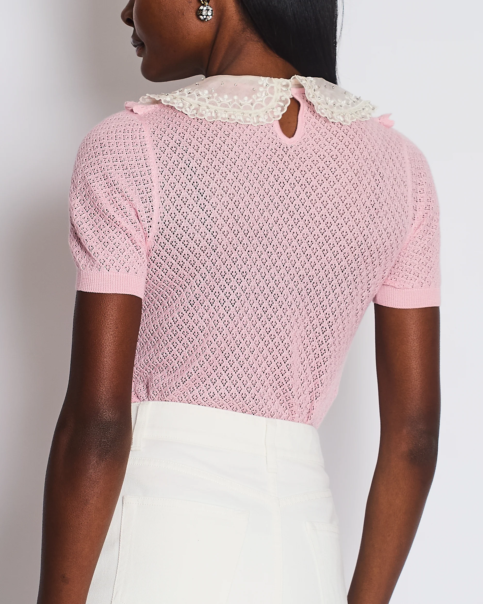 Miu Miu Baby Pink Peter Pan Collar Cashmere Knit Jumper Size IT 42 (UK 10) RRP £990 - Image 2