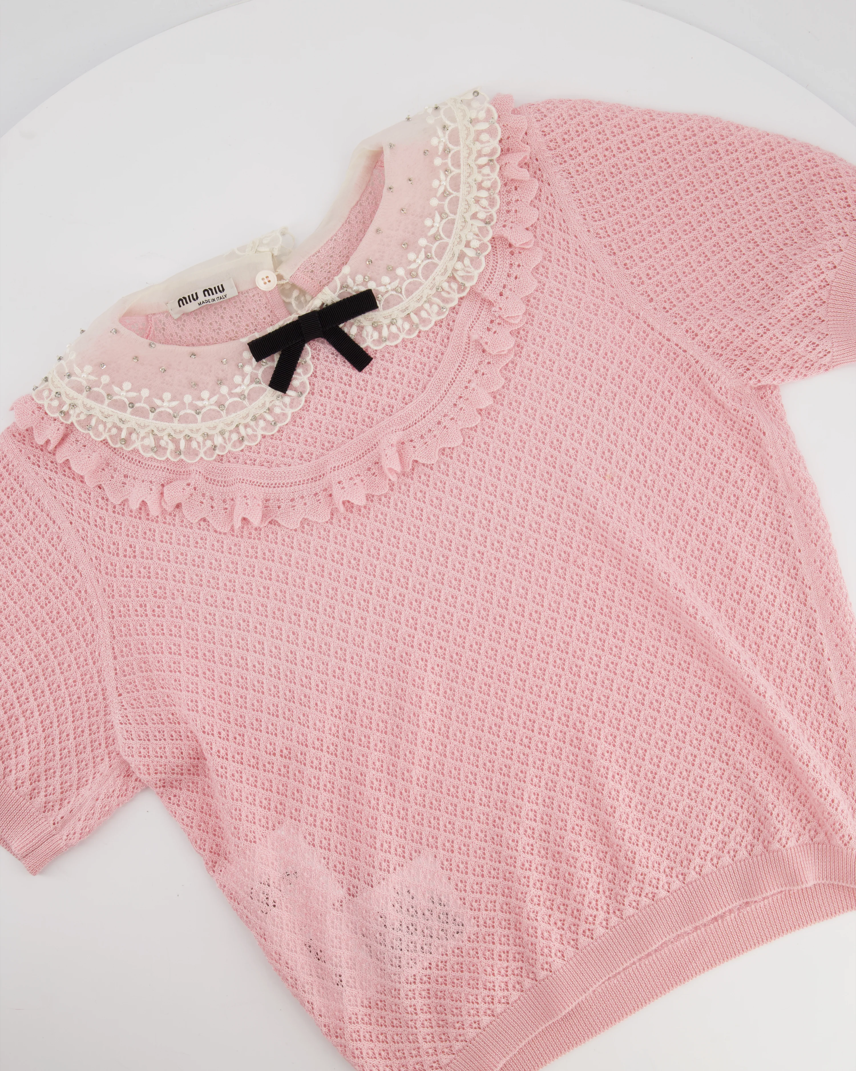 Miu Miu Baby Pink Peter Pan Collar Cashmere Knit Jumper Size IT 42 (UK 10) RRP £990 - Image 5