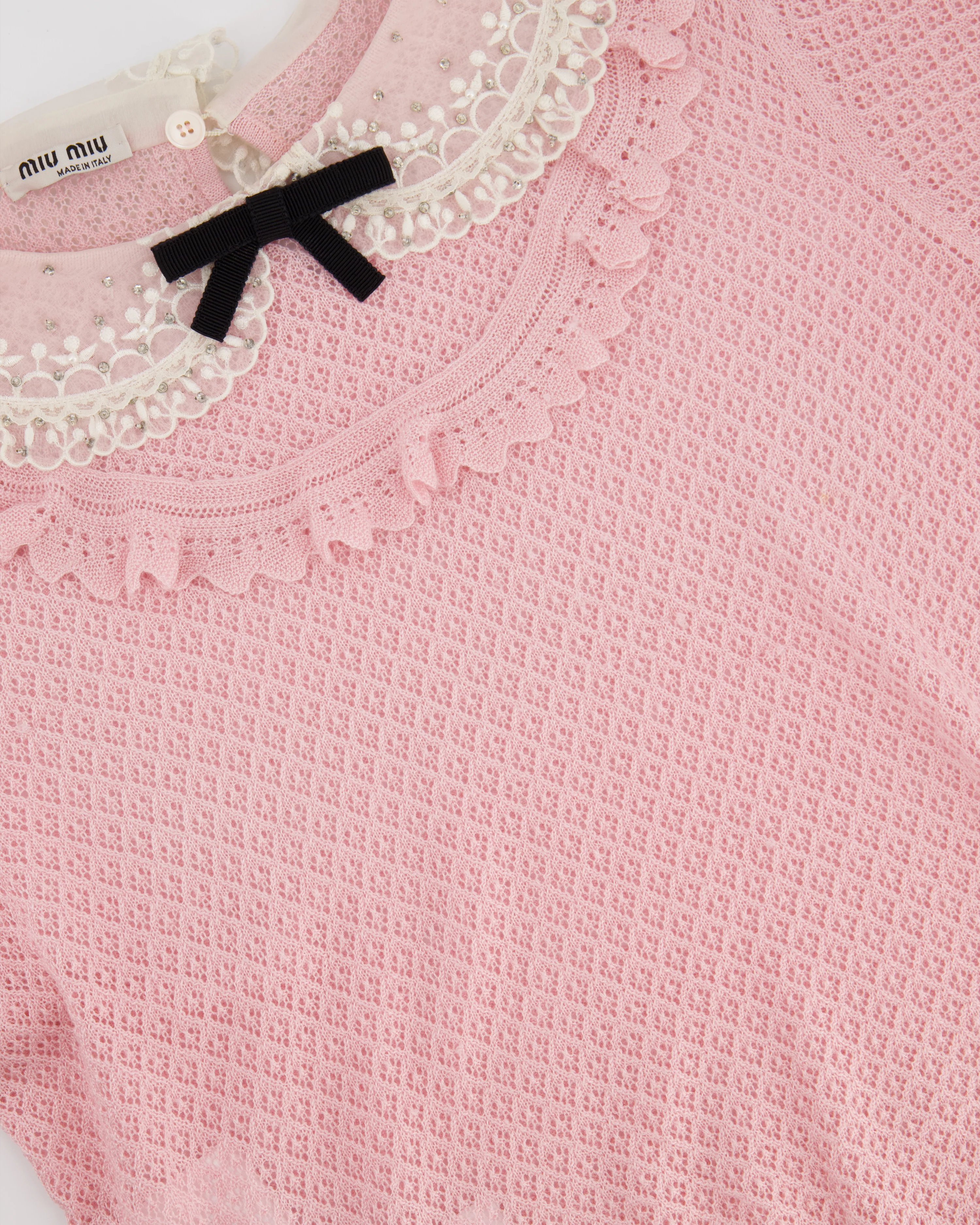 Miu Miu Baby Pink Peter Pan Collar Cashmere Knit Jumper Size IT 42 (UK 10) RRP £990 - Image 6