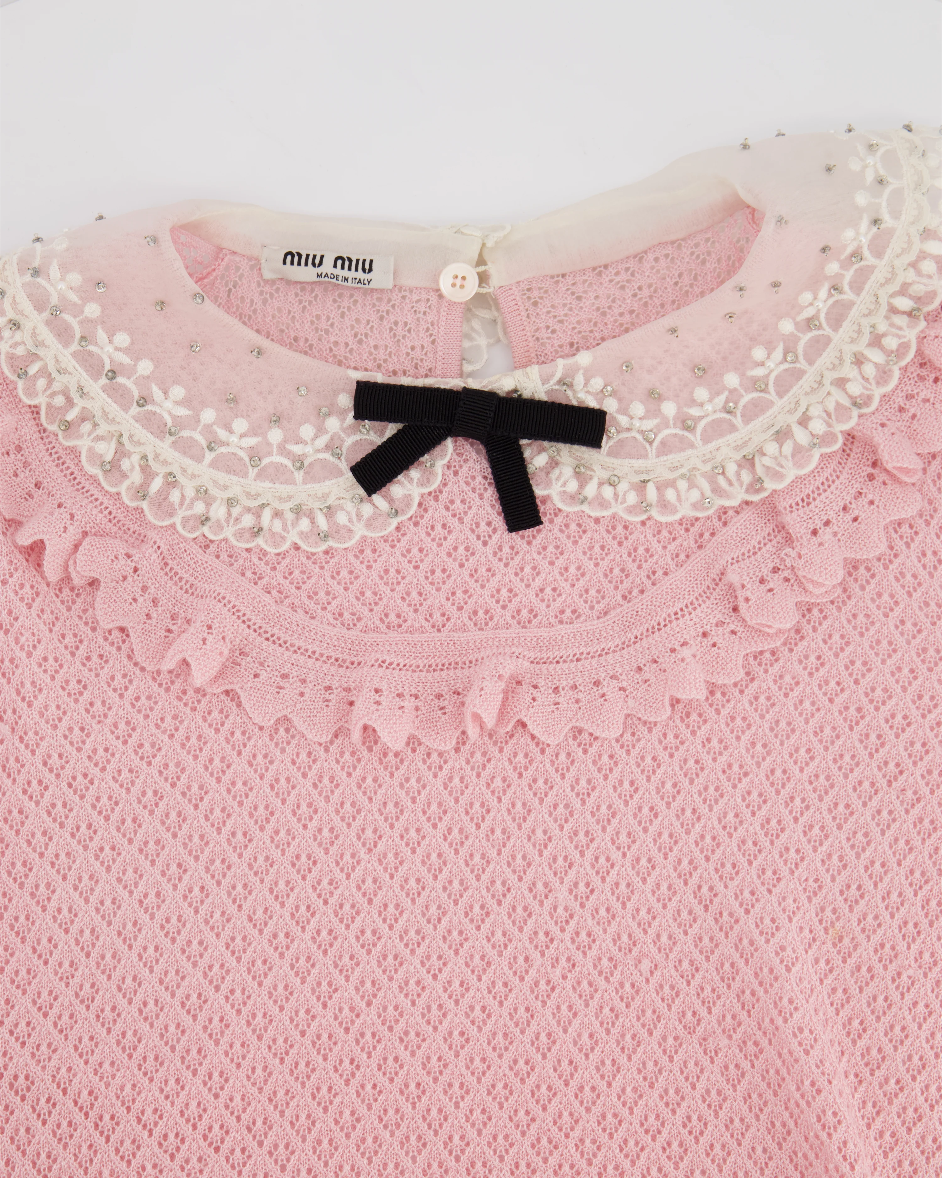 Miu Miu Baby Pink Peter Pan Collar Cashmere Knit Jumper Size IT 42 (UK 10) RRP £990 - Image 7