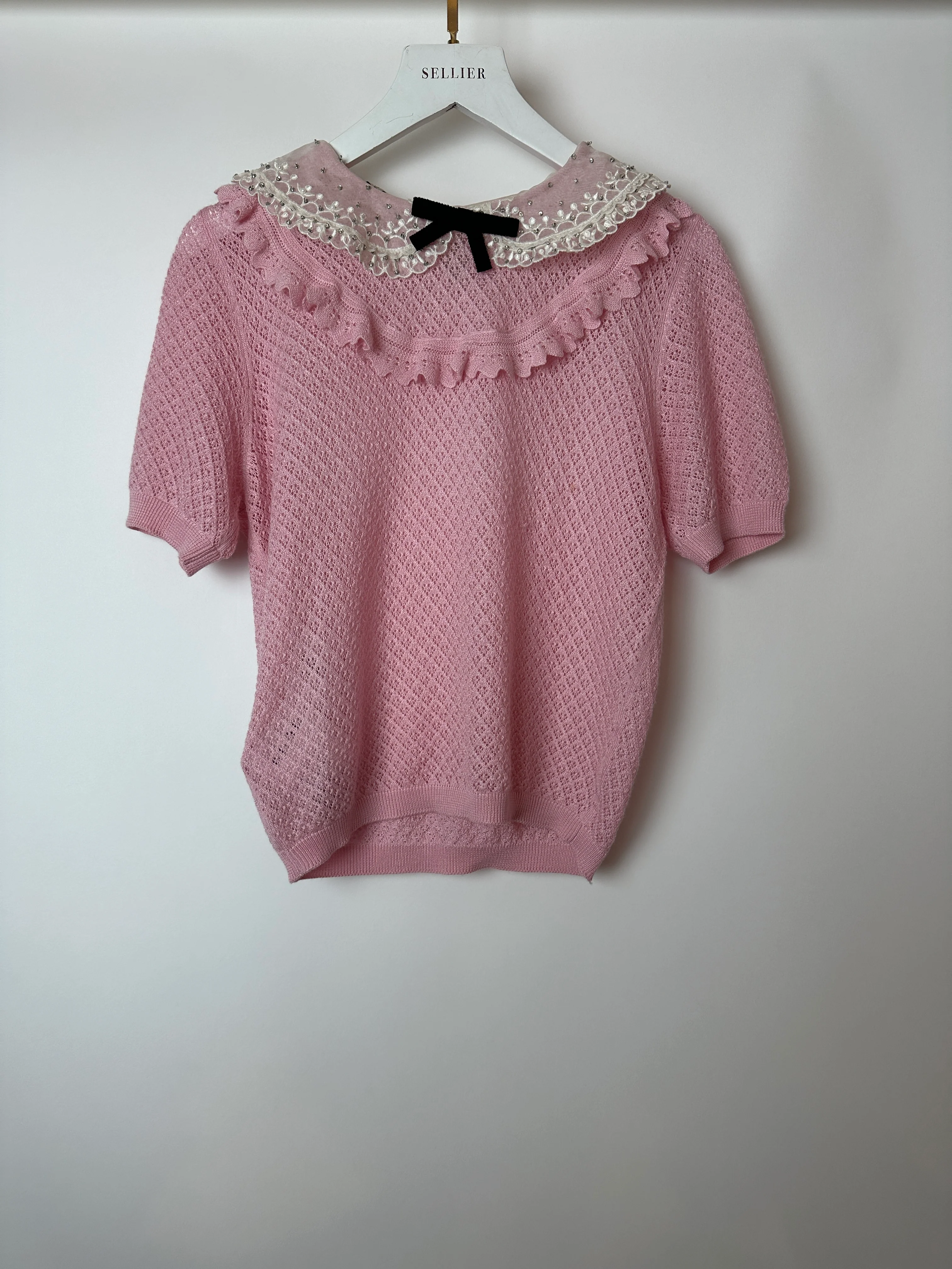 Miu Miu Baby Pink Peter Pan Collar Cashmere Knit Jumper Size IT 42 (UK 10) RRP £990 - Image 8