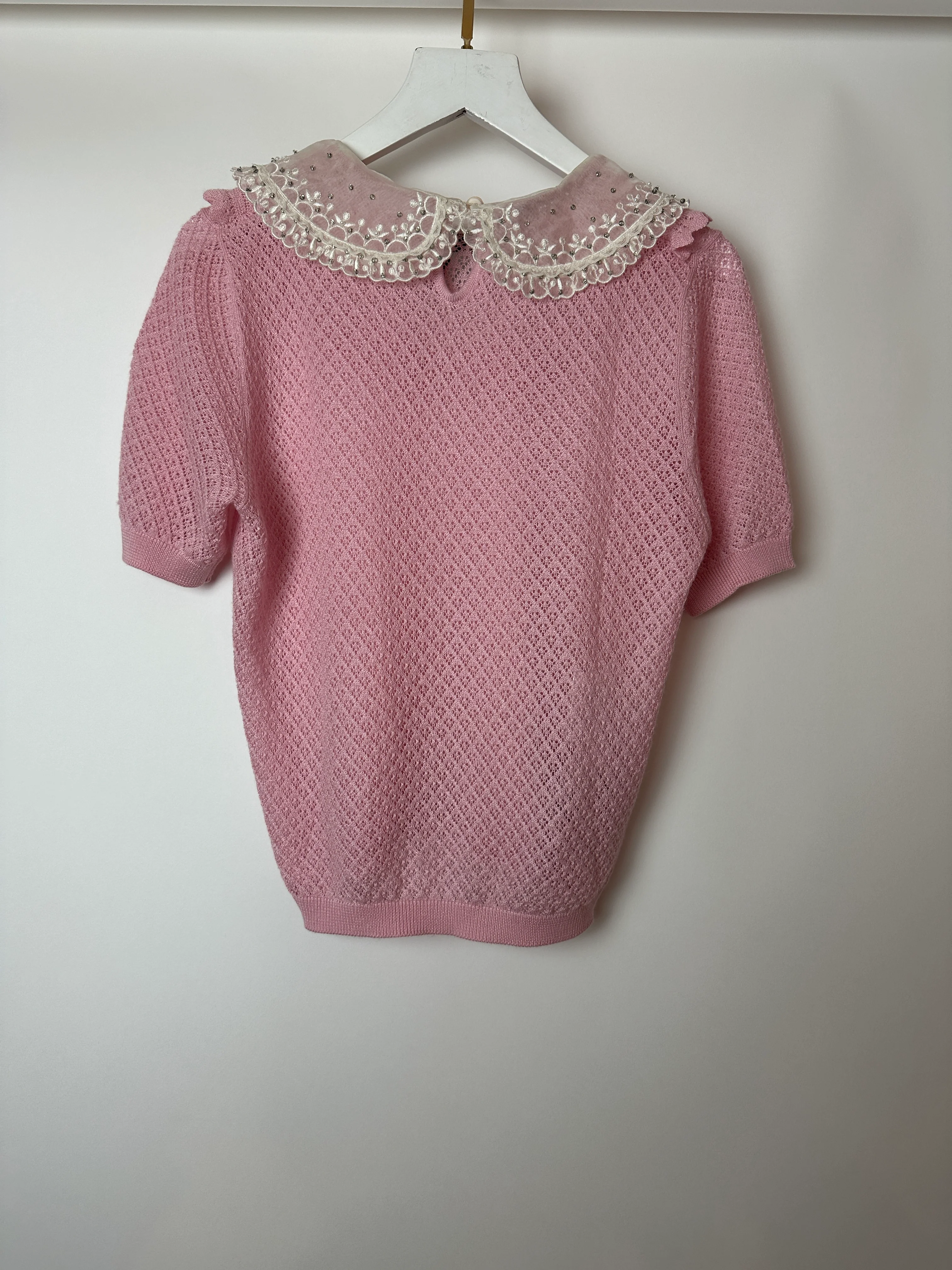 Miu Miu Baby Pink Peter Pan Collar Cashmere Knit Jumper Size IT 42 (UK 10) RRP £990 - Image 9