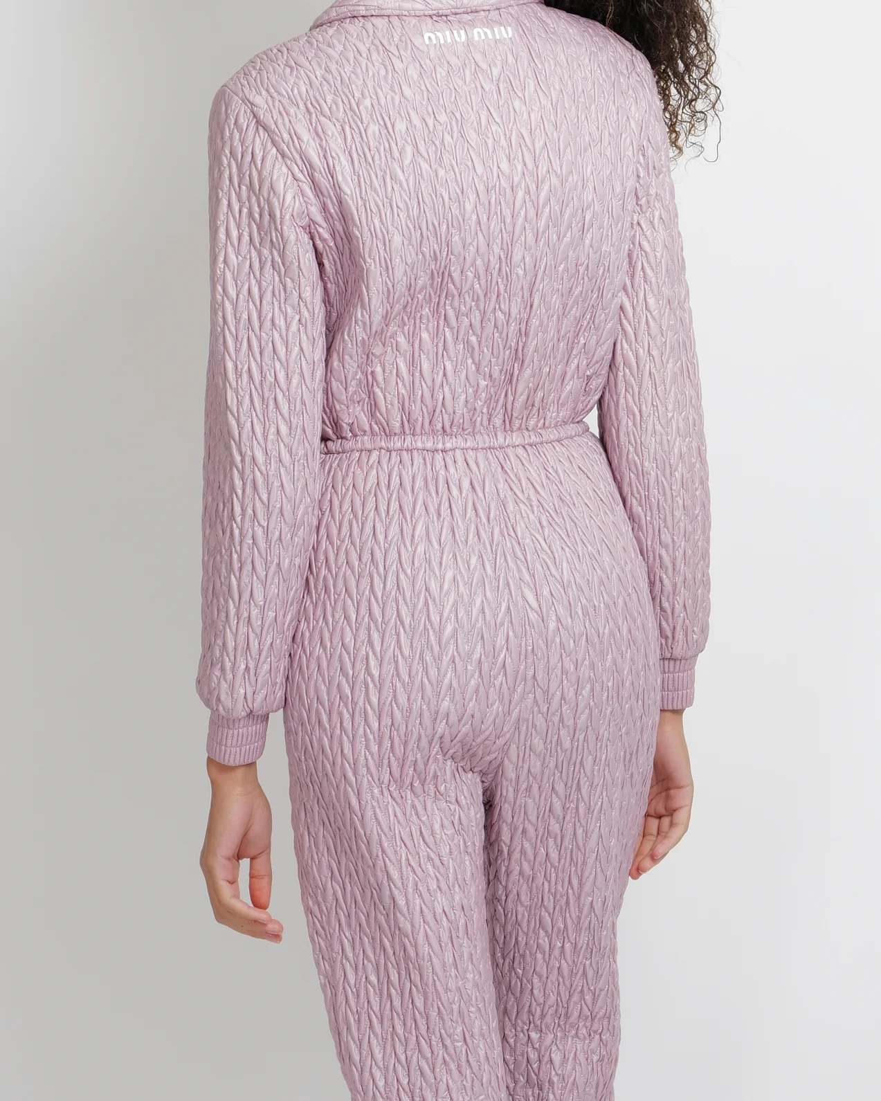 Miu Miu Pink Quilted Padded Jumpsuit with Silver Logo Zipper Details Size IT 36 (UK 4) RRP £1,990 - Image 5