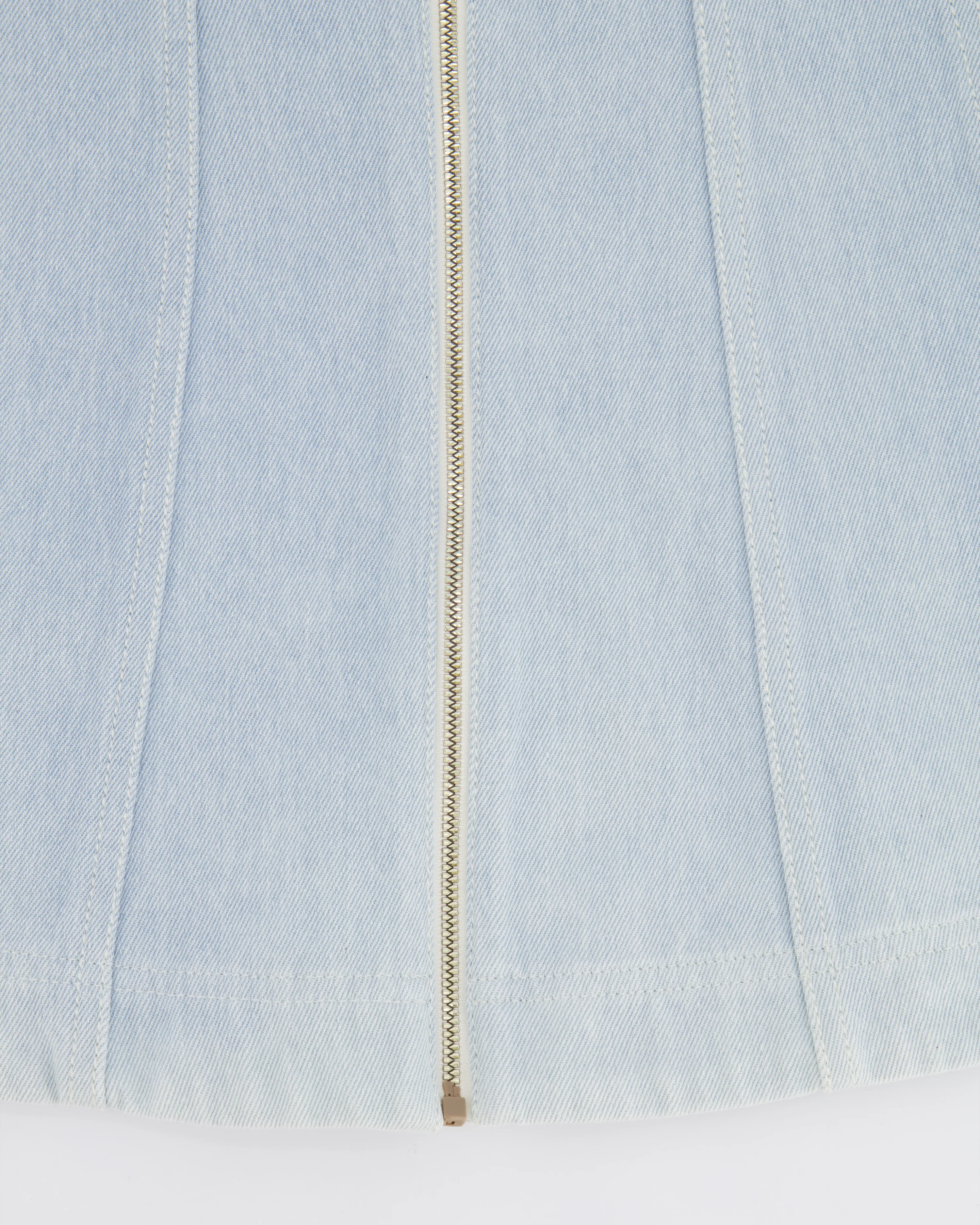 Moncler Kids Light Blue Denim Mini Dress with Logo and Zip Detailing Size 10 years - Image 4