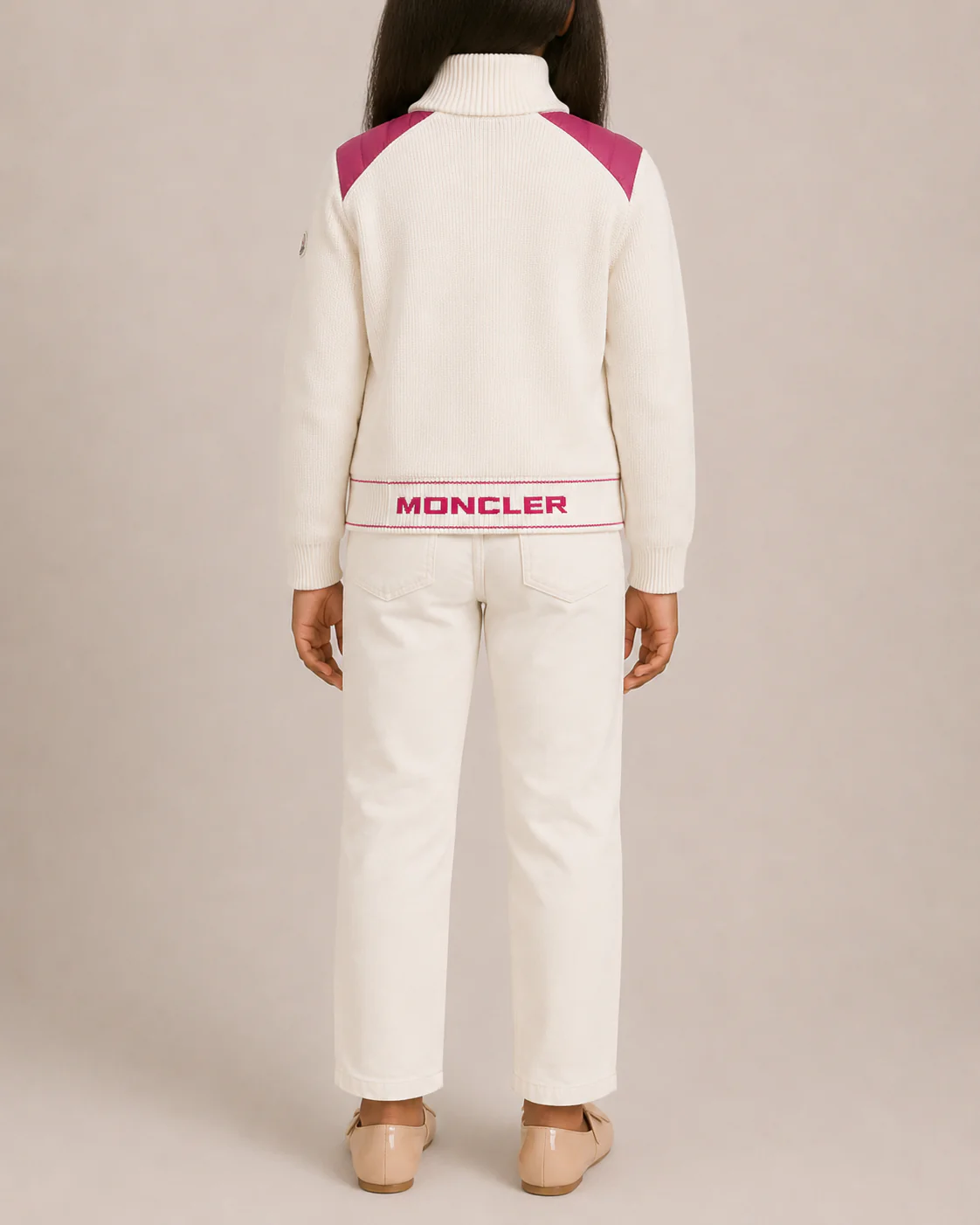 Moncler Kids White Knit and Pink Puffer Jacket Size 14 years RRP £415 - Image 2