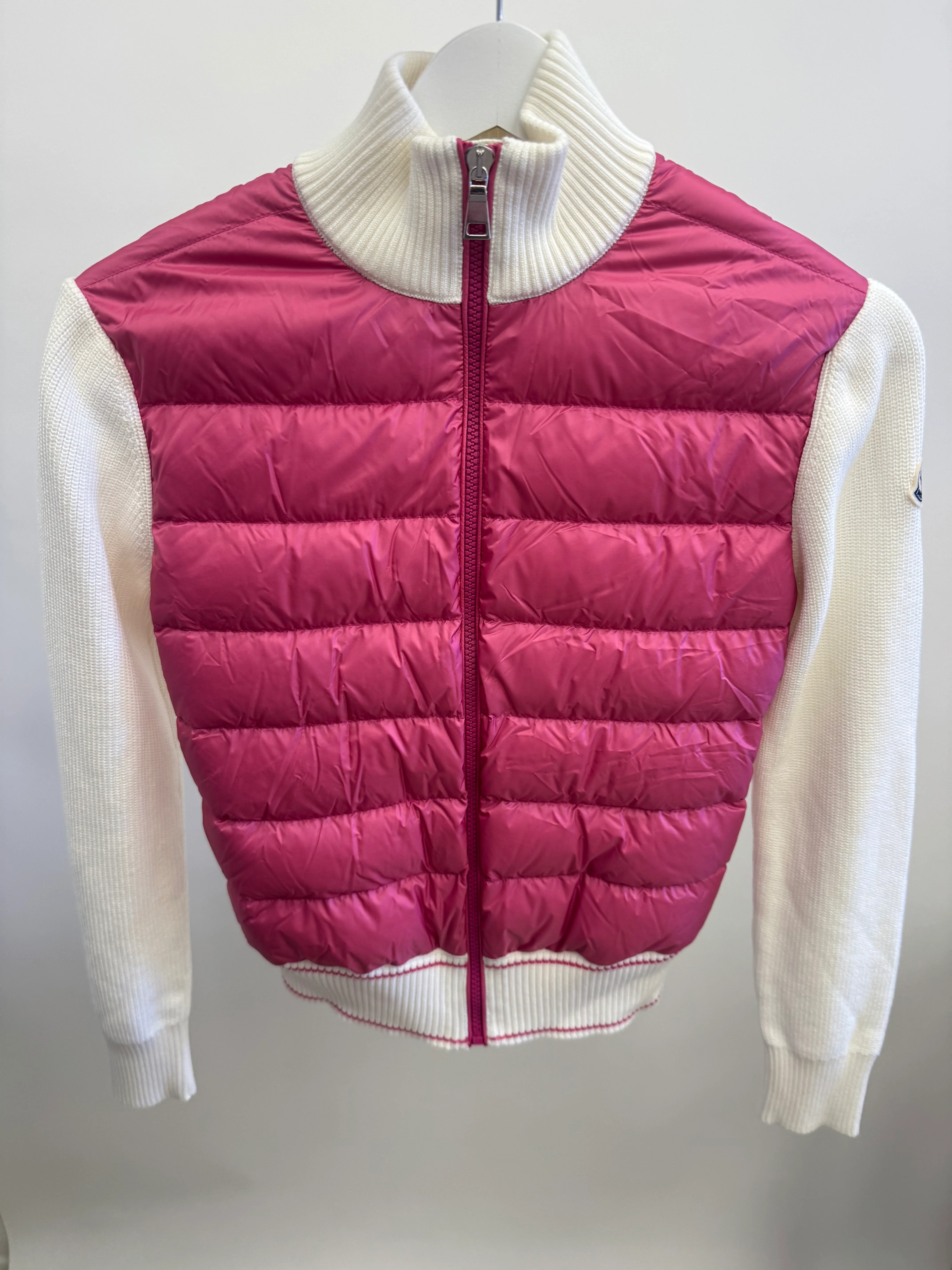 Moncler Kids White Knit and Pink Puffer Jacket Size 14 years RRP £415 - Image 3