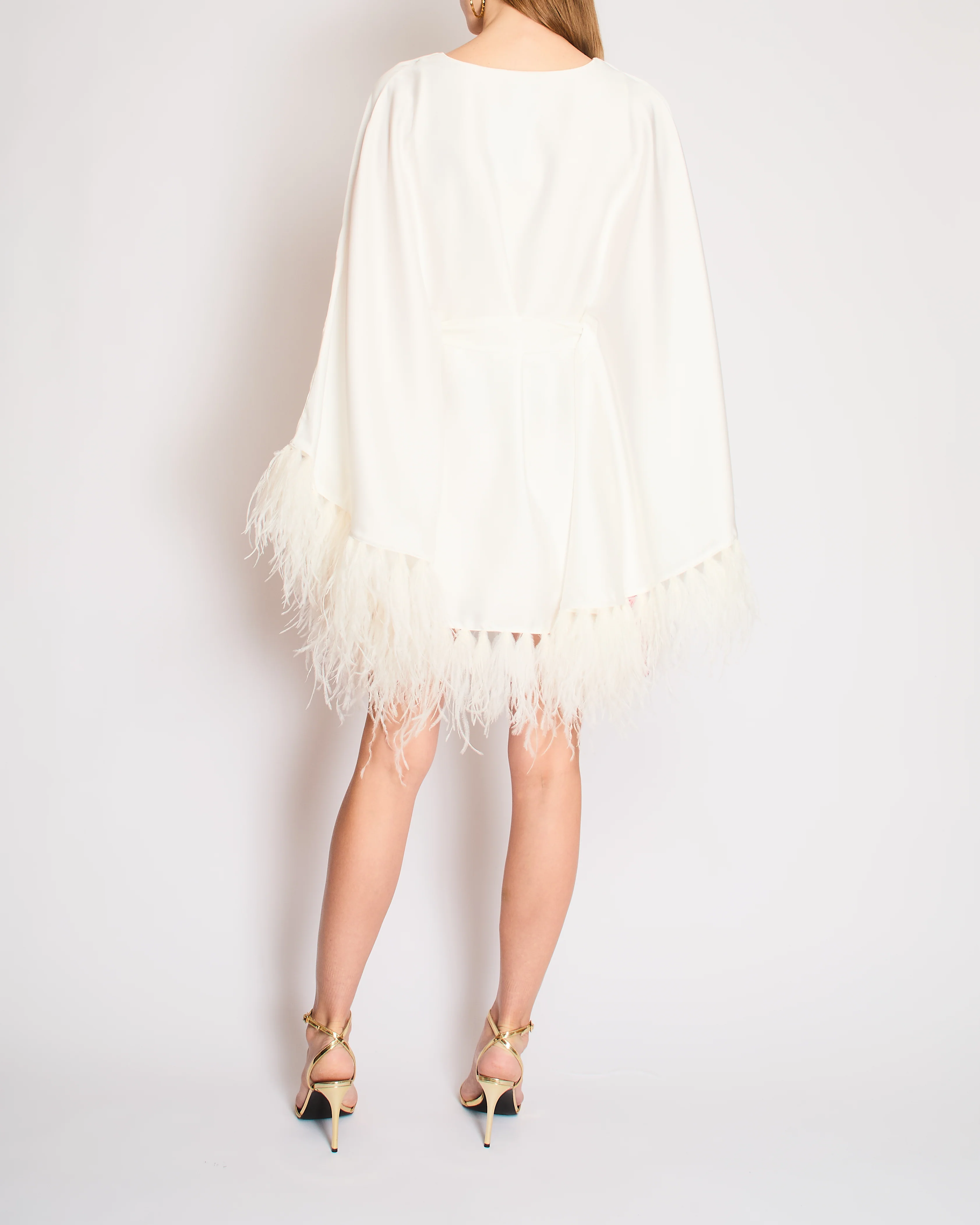 Nadine Merabi Lorenna White Mini Dress with Feather Detail Size S (UK 8) - Image 10