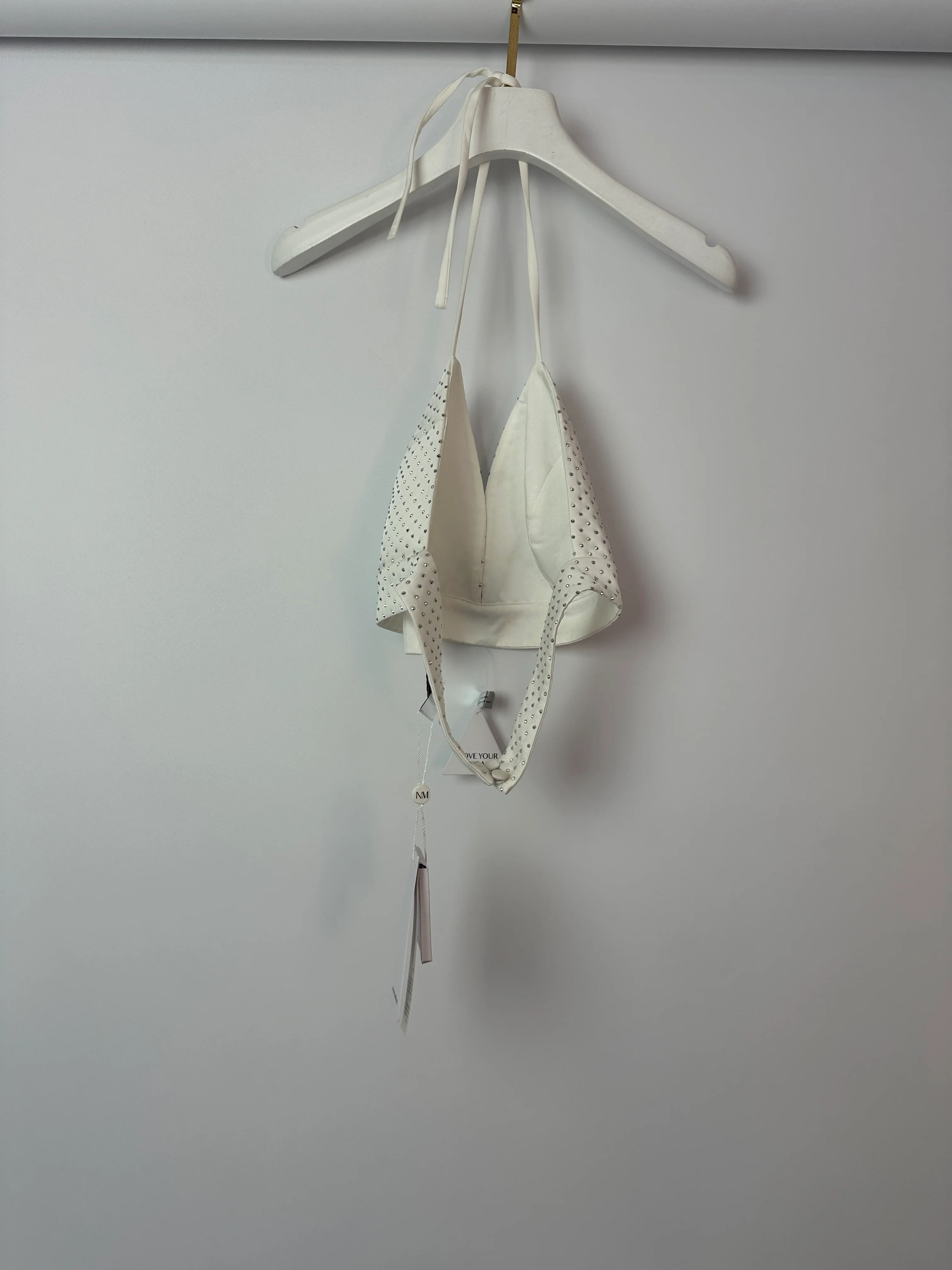 Nadine Merabi White Bra Top with Silver Rhinestone Embellishment Size S/M (UK 8/10) - Image 15