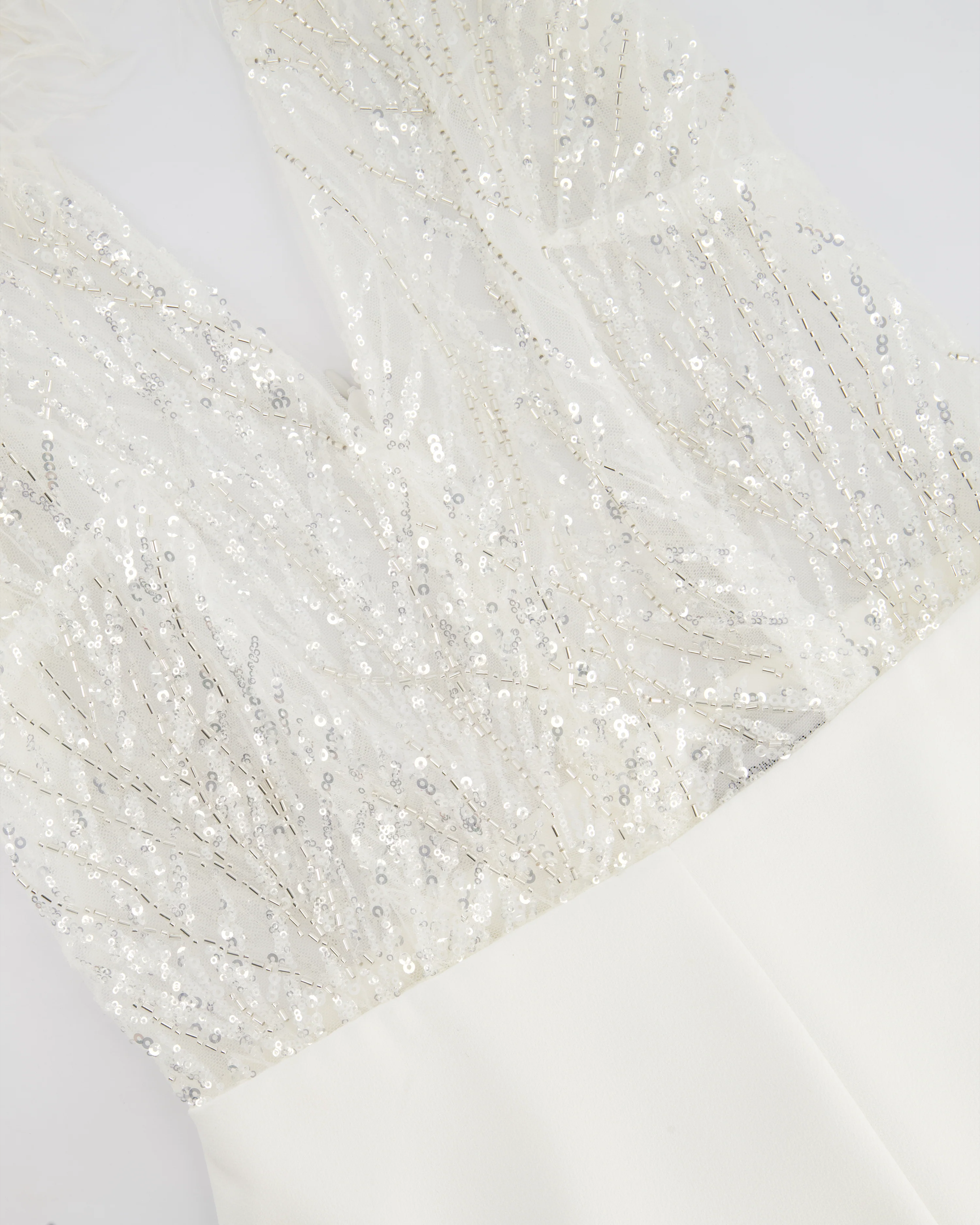 Nadine Merabi White Sequin and Feather Embellished Sleeveless Jumpsuit Size UK 8 - Image 6
