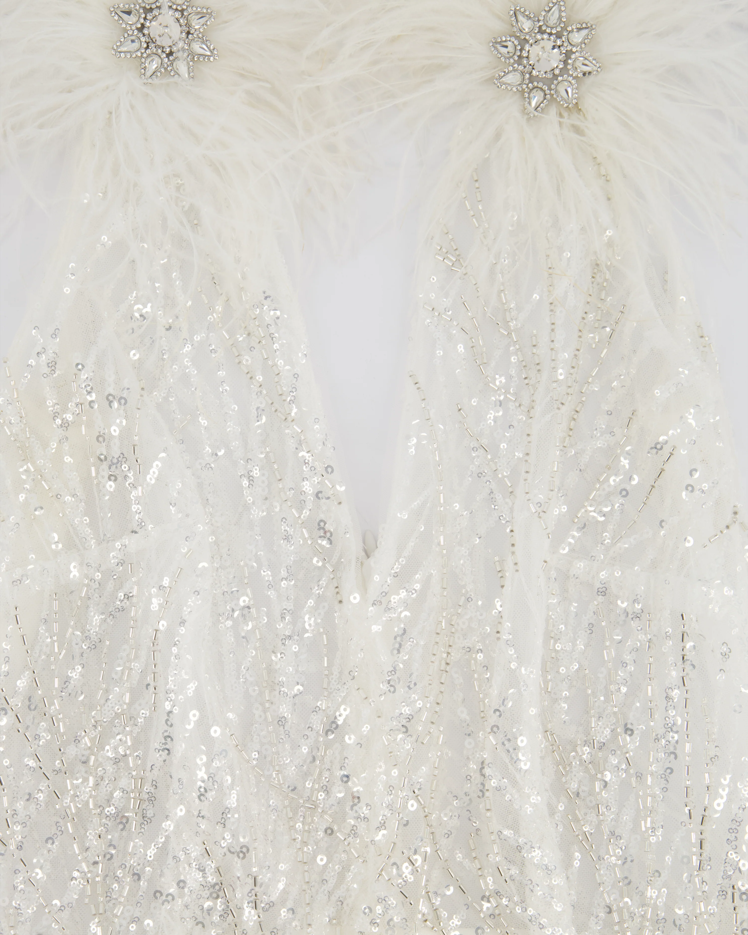 Nadine Merabi White Sequin and Feather Embellished Sleeveless Jumpsuit Size UK 8 - Image 7