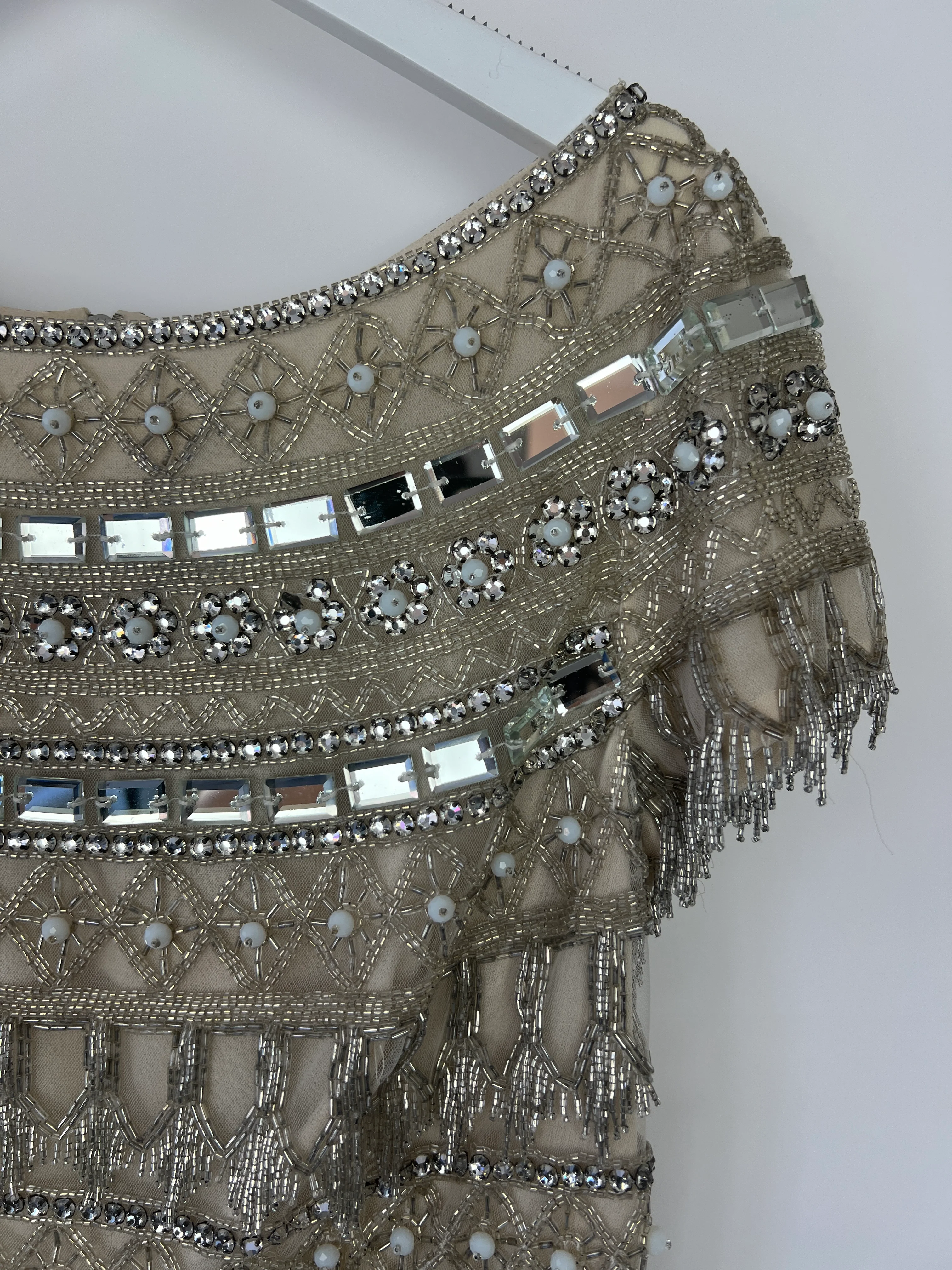 Naeem Khan Embellished Silver Cropped Sleeveless Top Size US 4 (UK 6) - Image 10