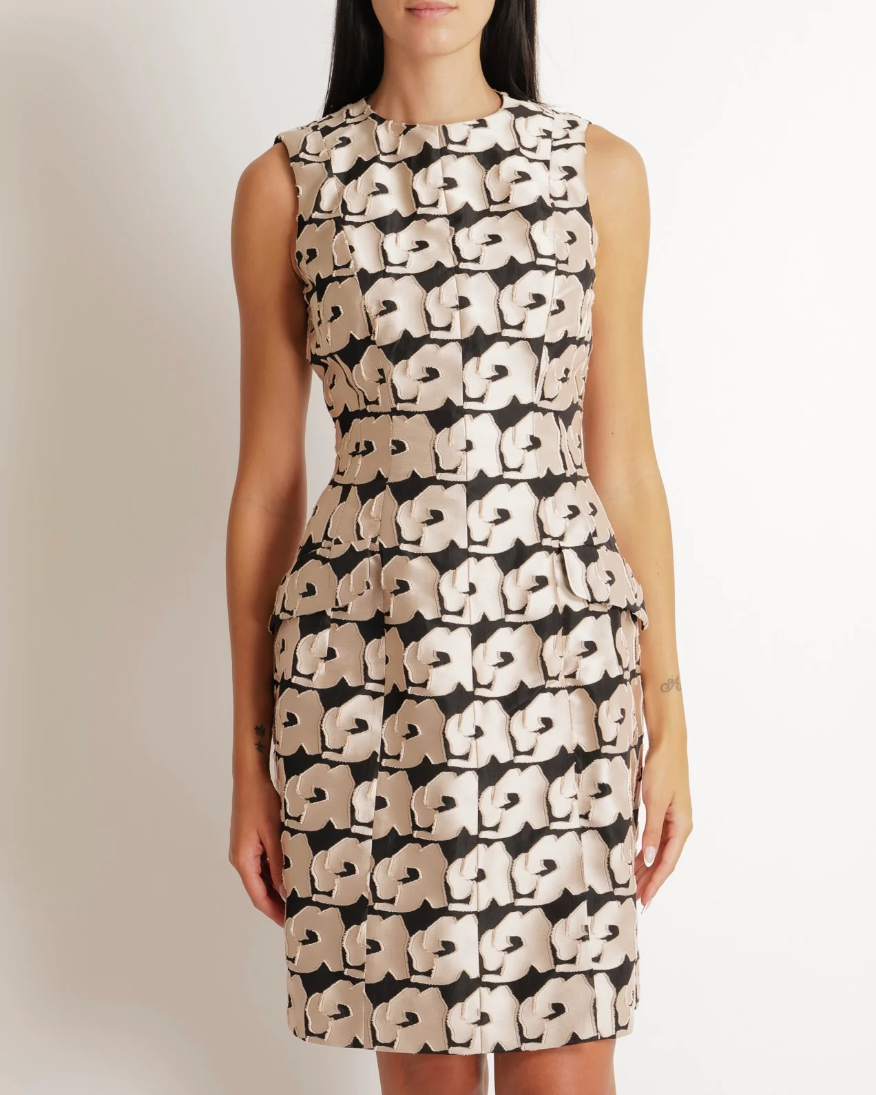 Christian Dior Metallic Pink and Black Textured Sleeveless Dress Size FR 42 (UK 14) - Image 3