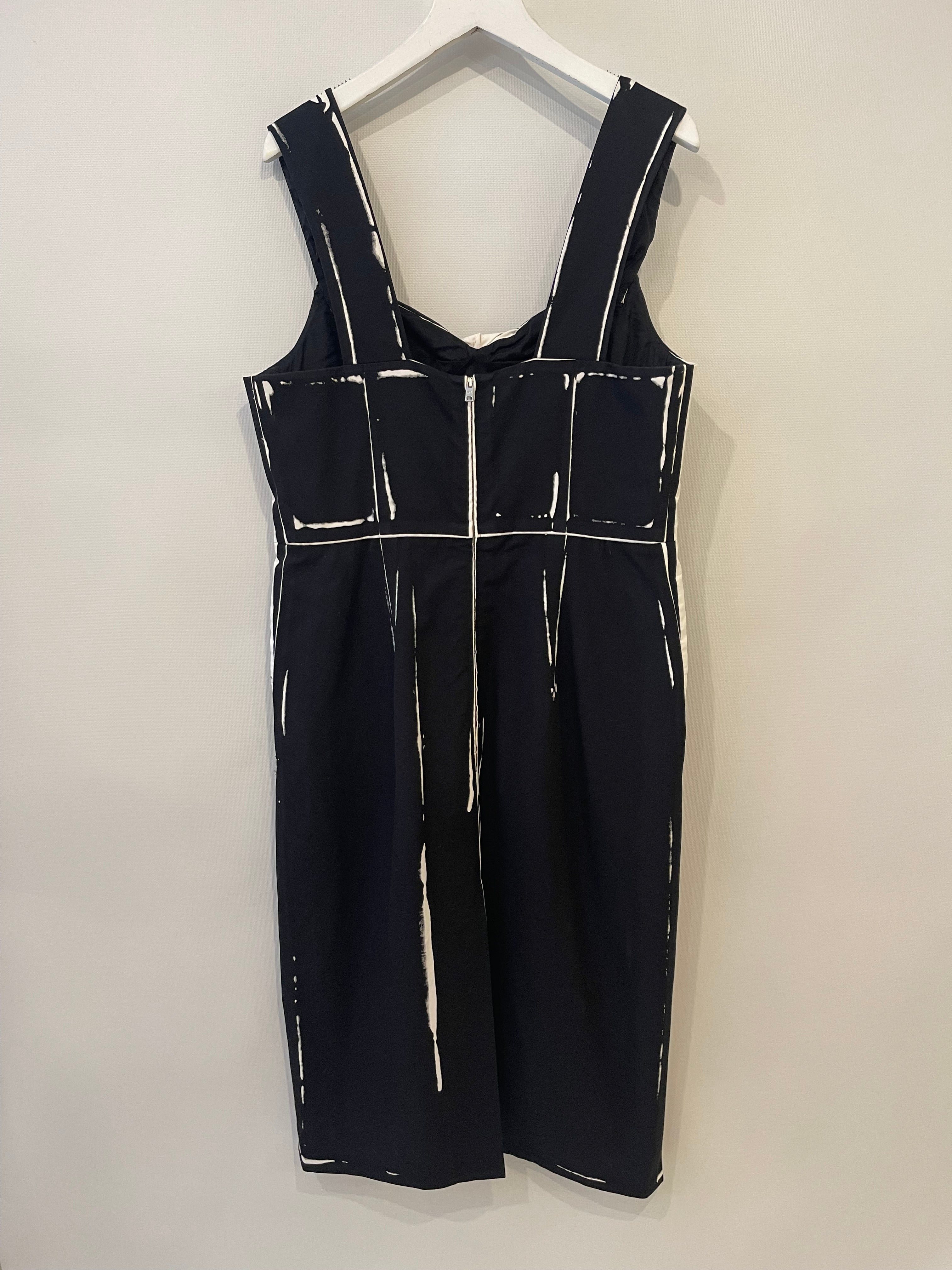 Prada Black Midi Sleeveless Dress with White Print Details Size IT 40 (UK 8) - Image 6