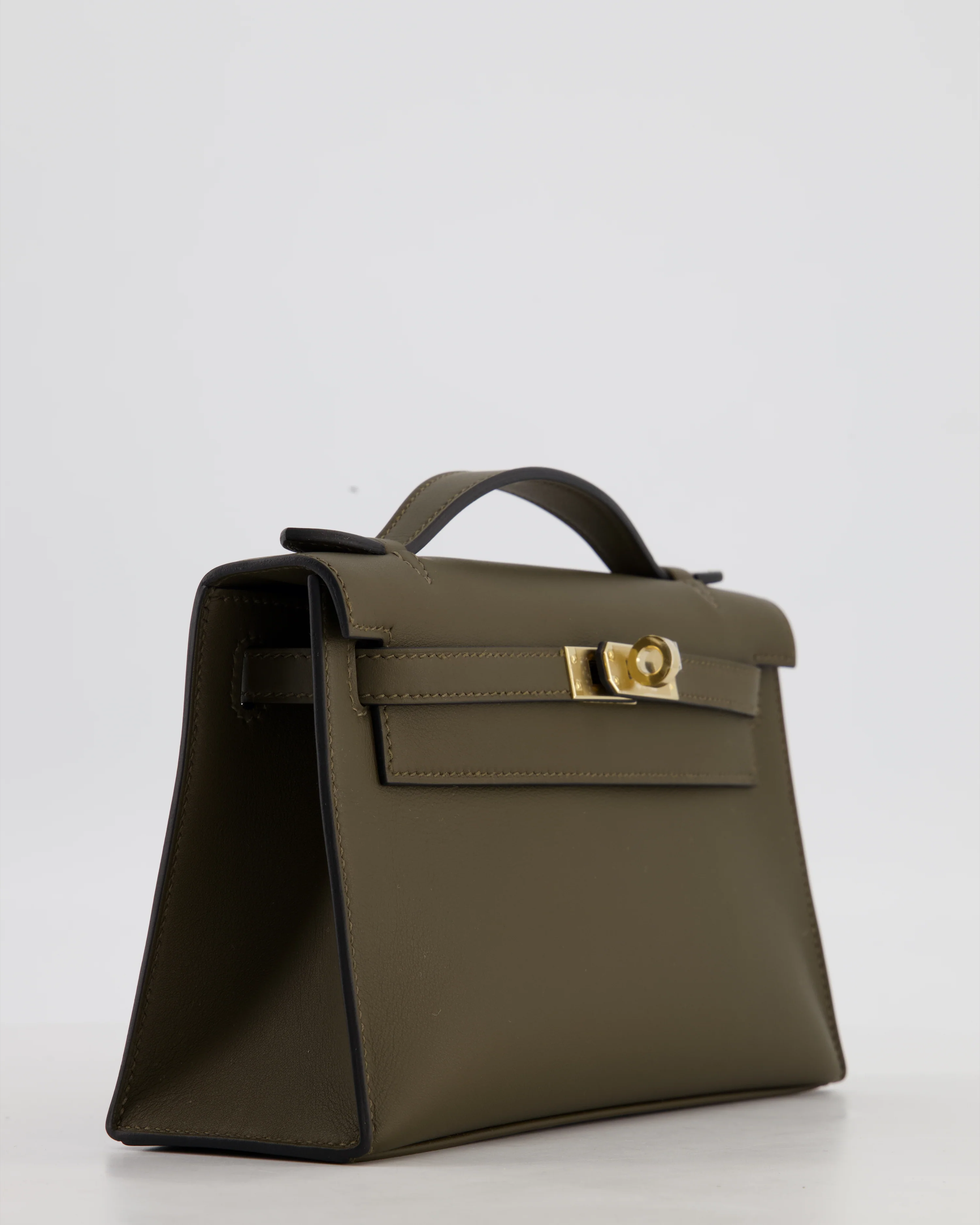 *NEW COLOUR* Hermès Mini Kelly Pochette Bag in Vert Loden Swift Leather and Permabrass Hardware - Image 10