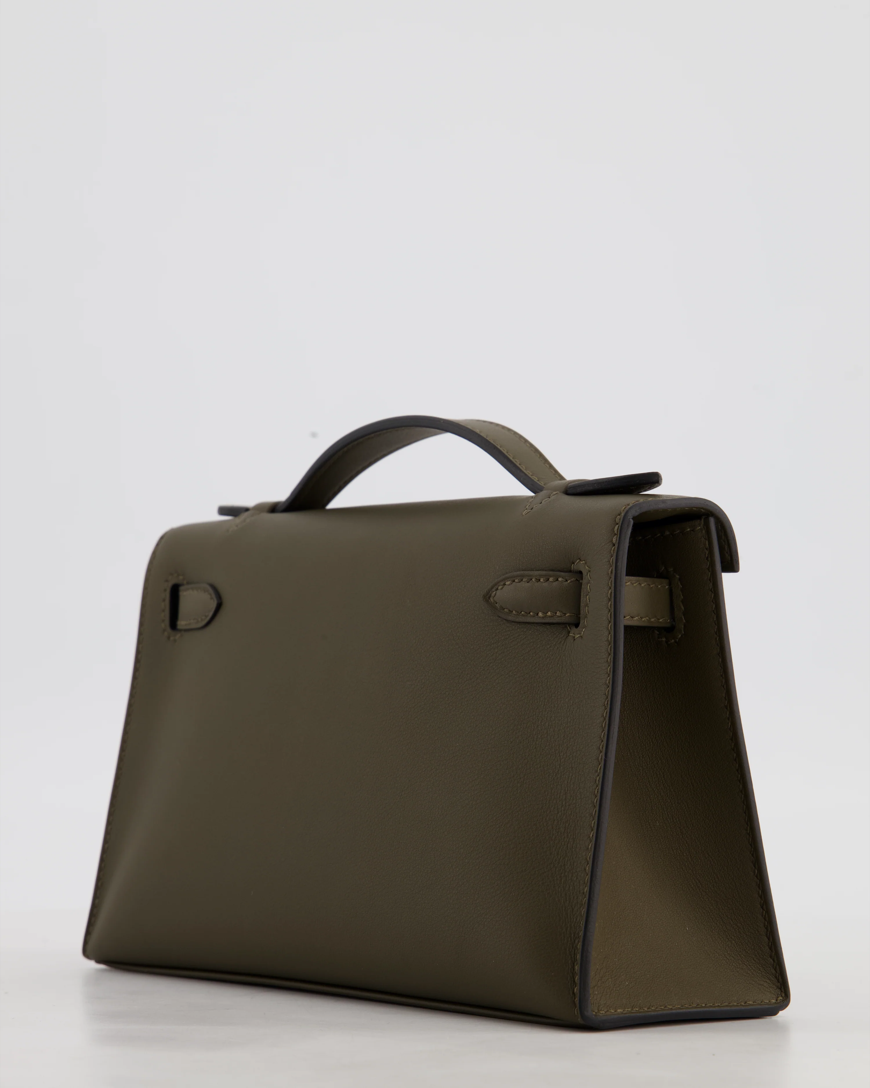 *NEW COLOUR* Hermès Mini Kelly Pochette Bag in Vert Loden Swift Leather and Permabrass Hardware - Image 11