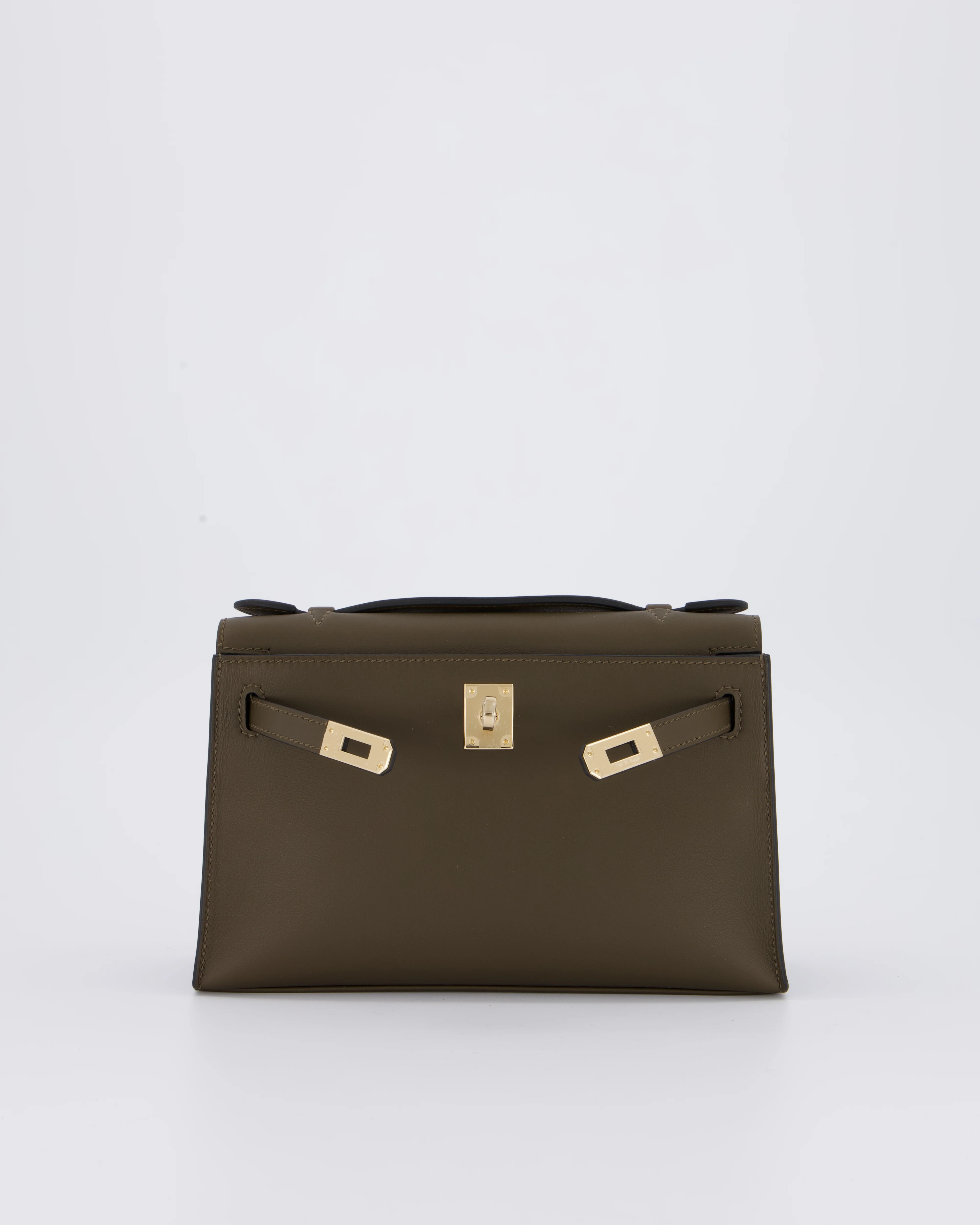 *NEW COLOUR* Hermès Mini Kelly Pochette Bag in Vert Loden Swift Leather and Permabrass Hardware - Image 2