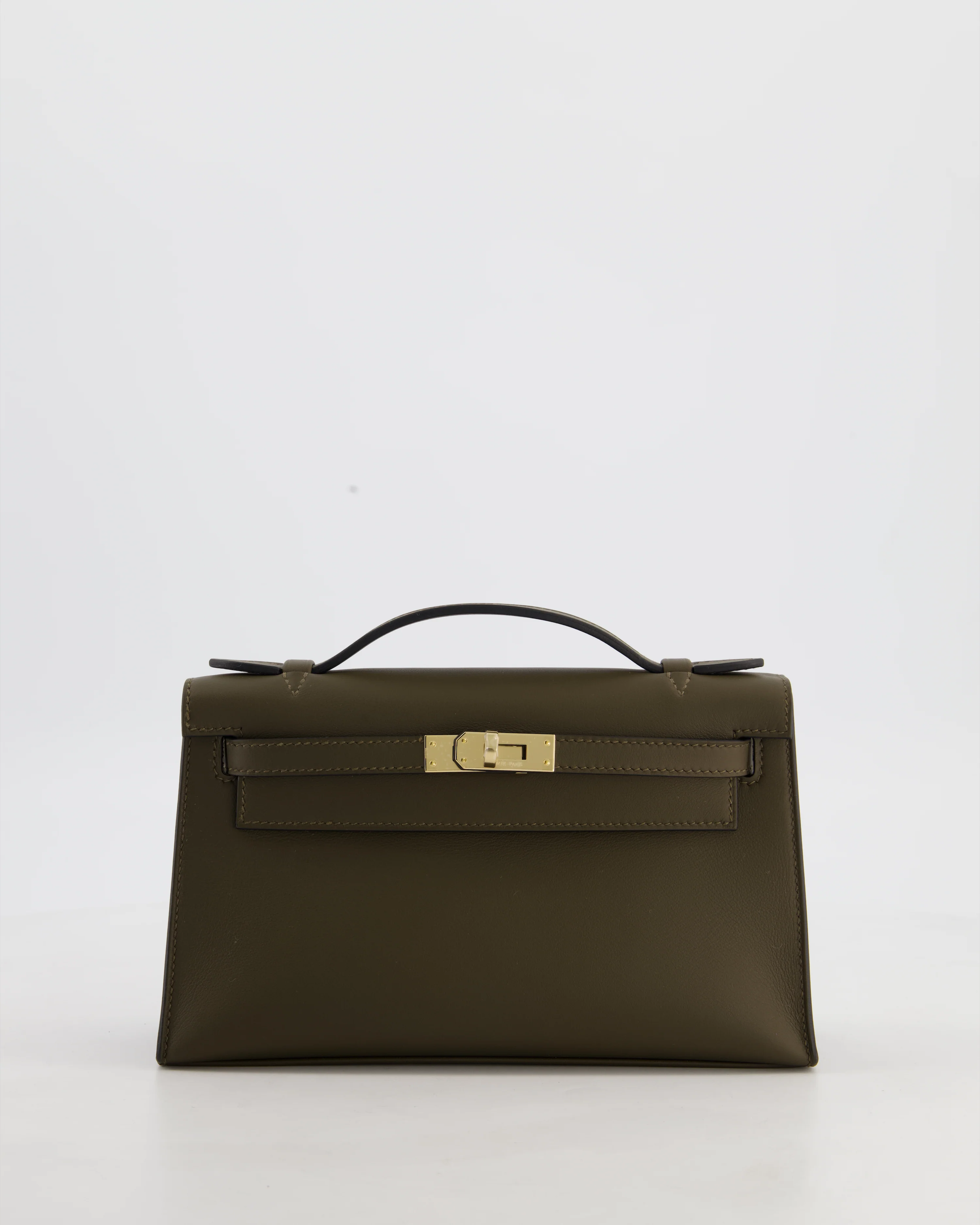 *NEW COLOUR* Hermès Mini Kelly Pochette Bag in Vert Loden Swift Leather and Permabrass Hardware - Image 21