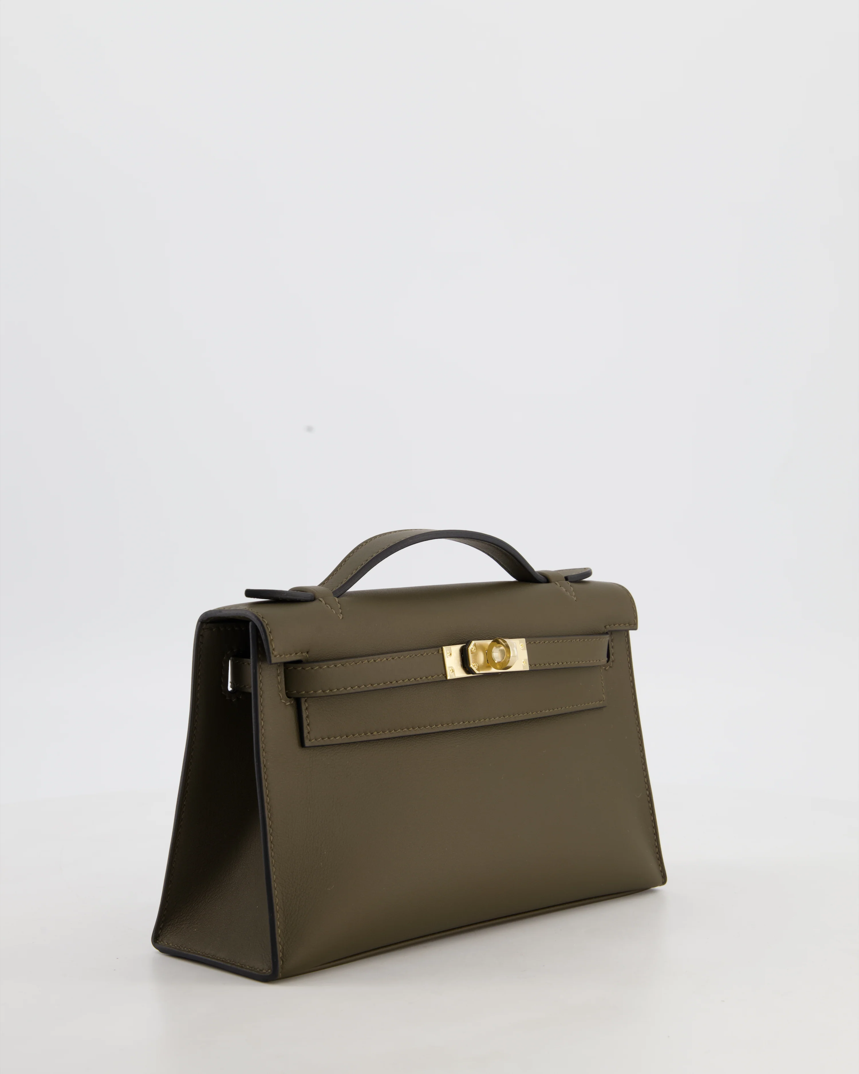 *NEW COLOUR* Hermès Mini Kelly Pochette Bag in Vert Loden Swift Leather and Permabrass Hardware - Image 3