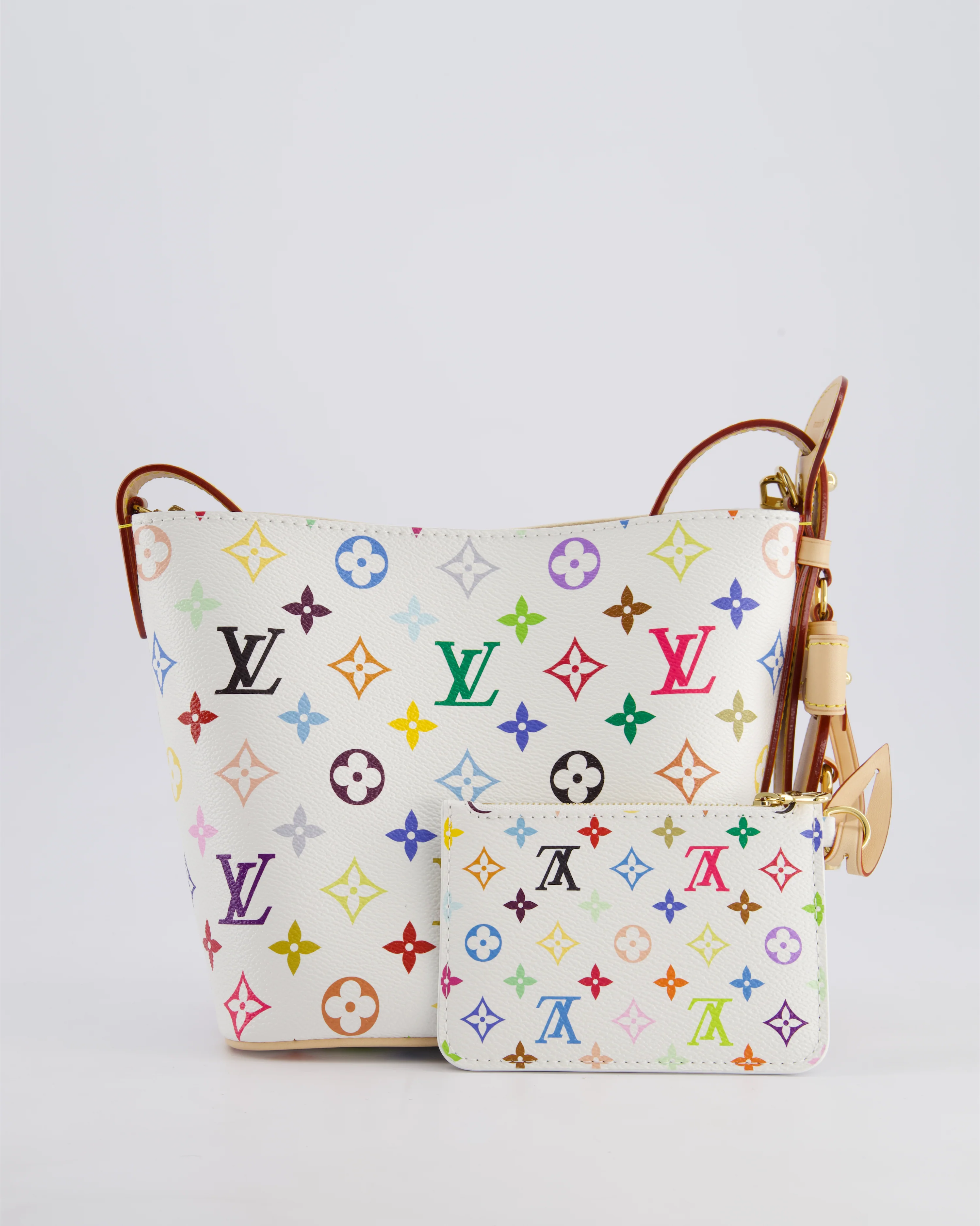 *NEW* Louis Vuitton X Takashi Murakami All In BB Bag in White Coated Canvas & Calfskin Leather with Gold Hardware - Image 4