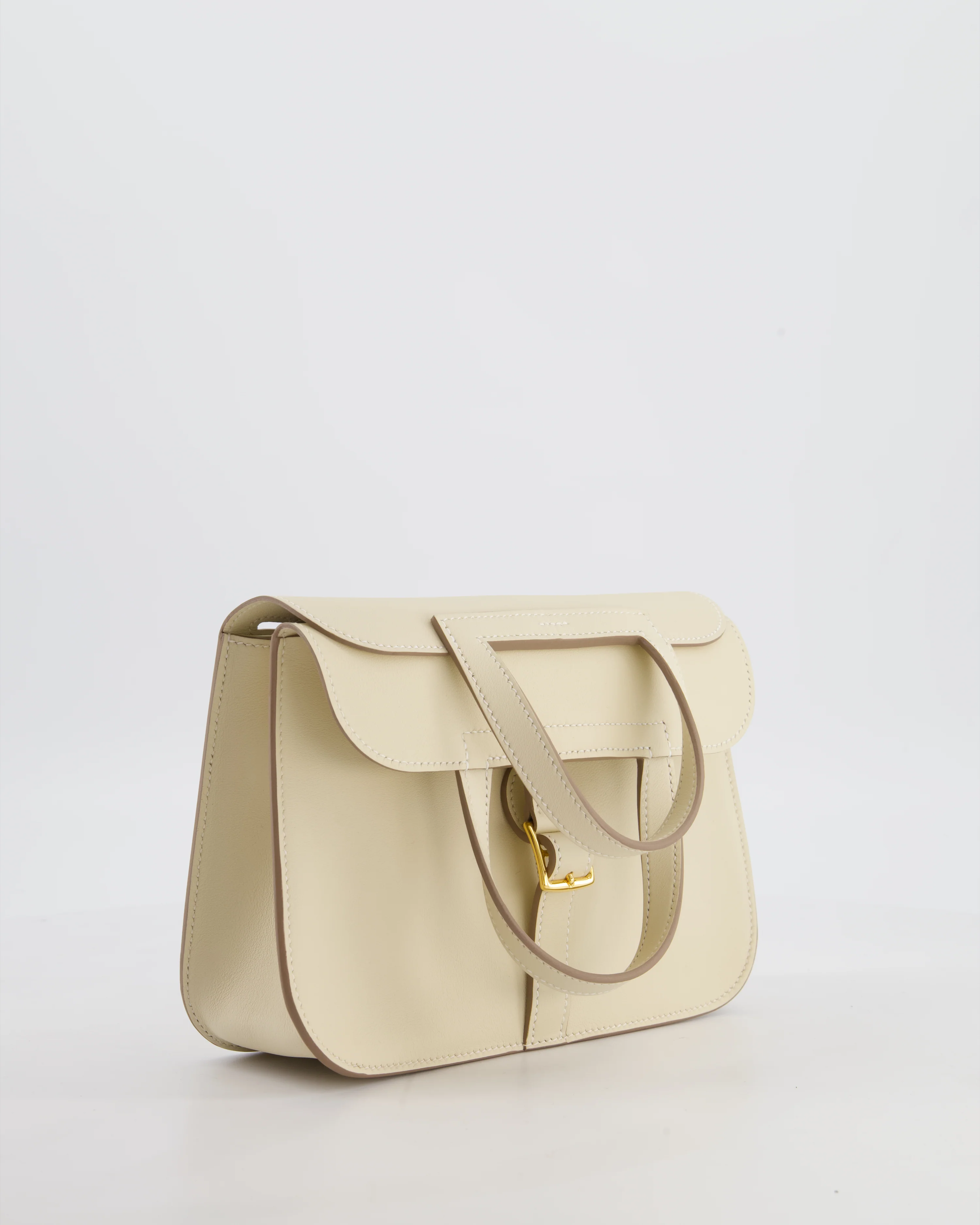 *NEW SIZE* Hermès Mini Halzan Bag in Craie Swift Leather with Gold Hardware - Image 4